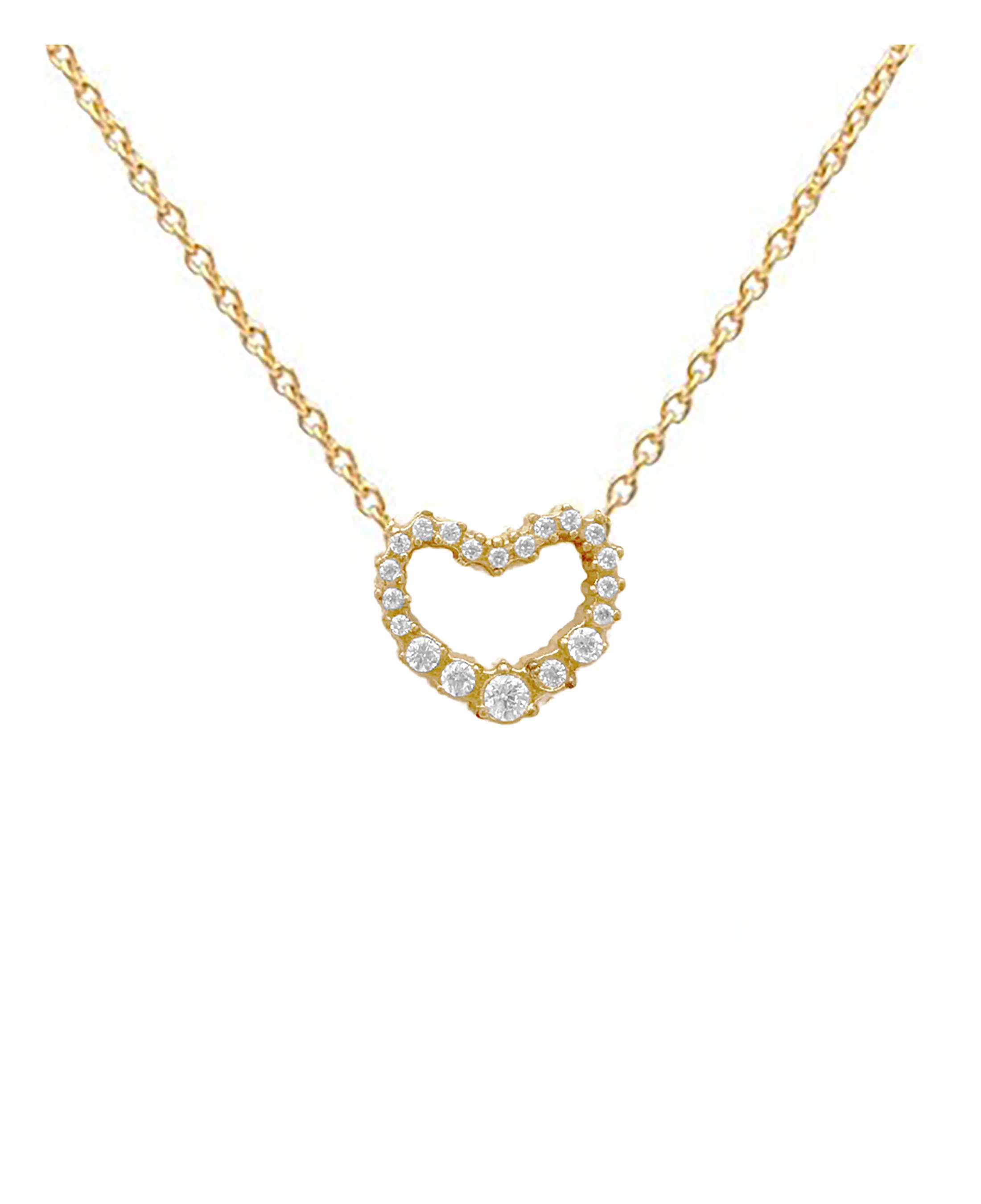 COLLIER EN ACIER DORE MOTIF COEUR AVEC PIERRES - Image 3