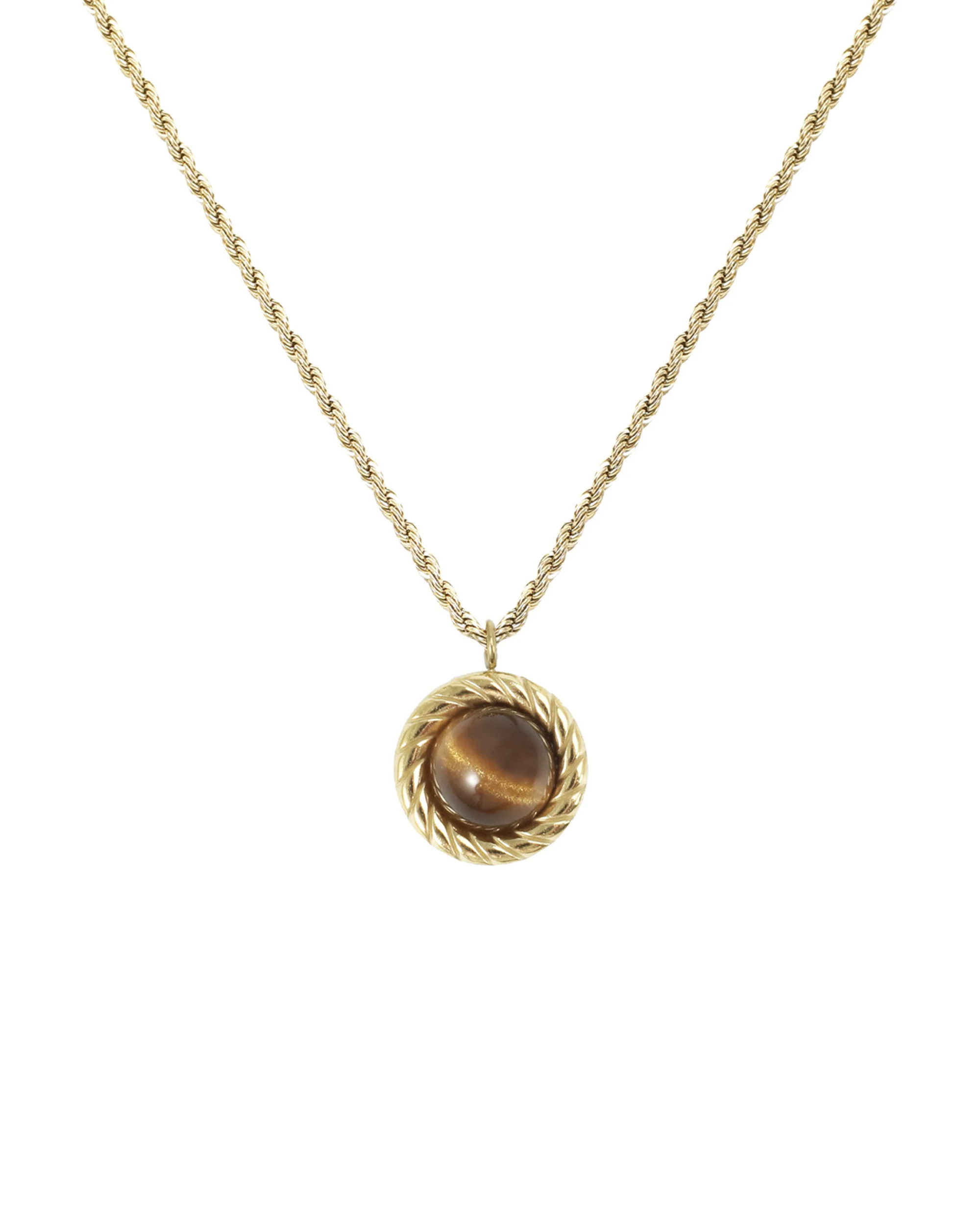 COLLIER EN ACIER DORÉ OEIL DE TIGRE