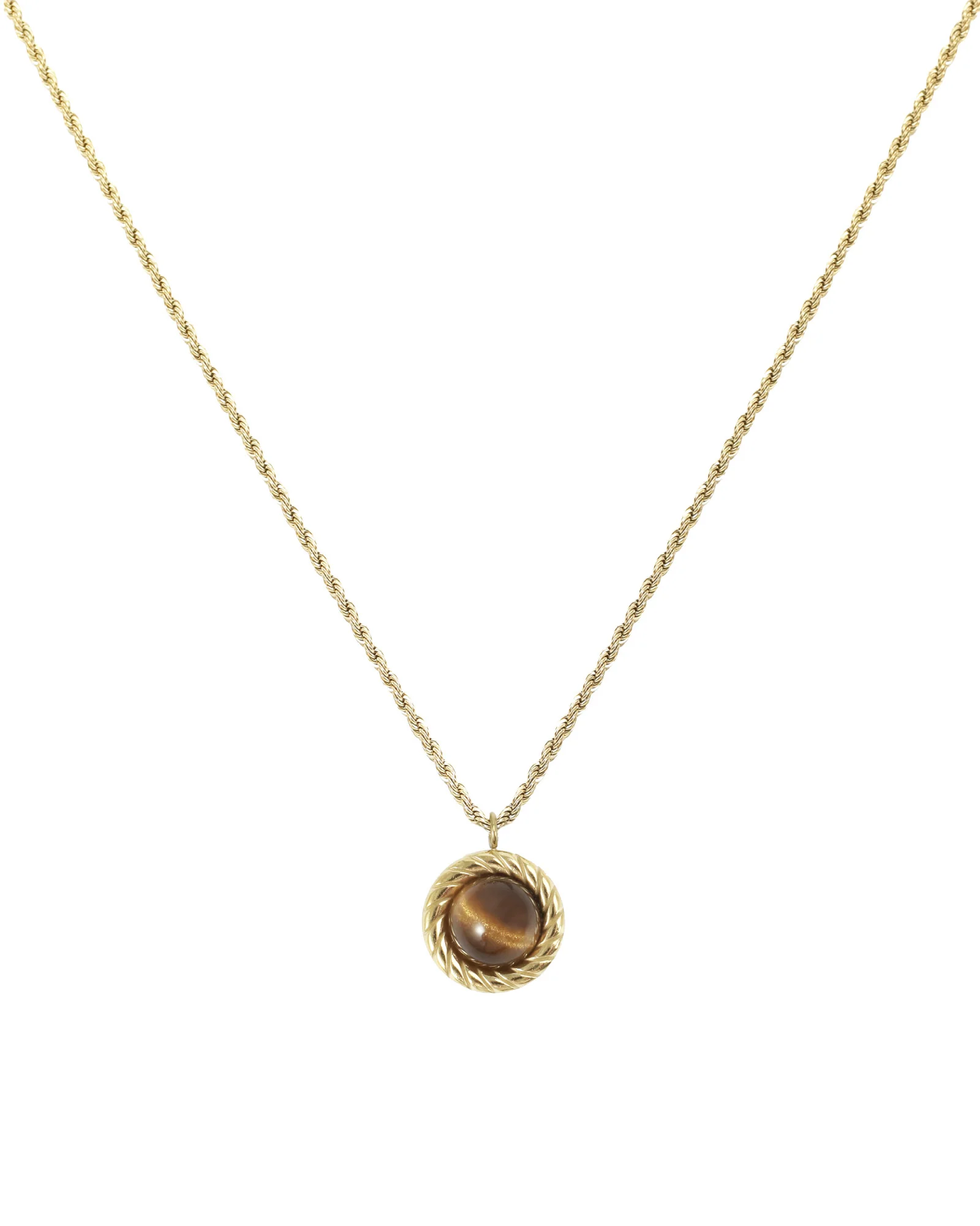 COLLIER EN ACIER DORÉ OEIL DE TIGRE - Image 3