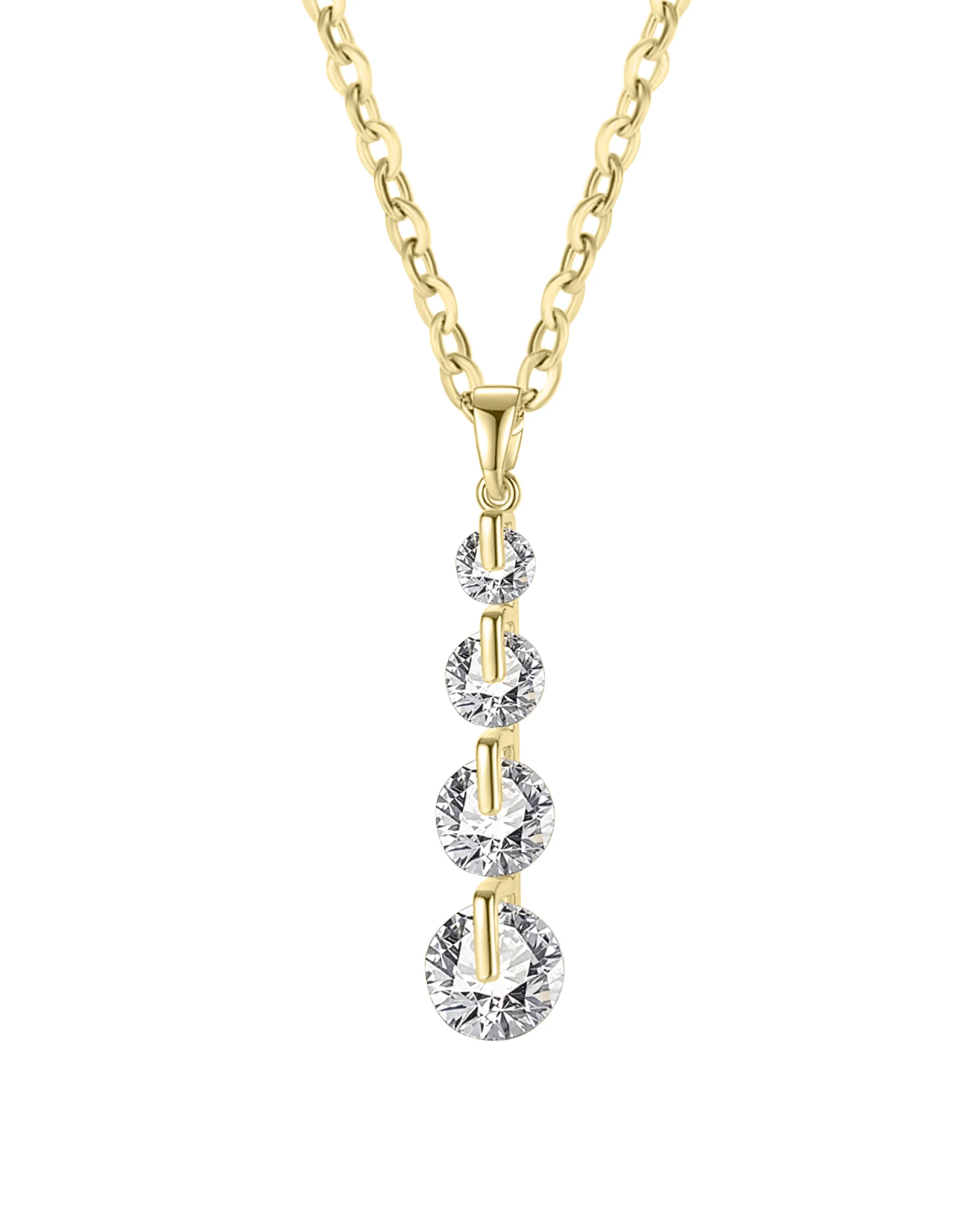 COLLIER EN ACIER DORE PENDENTIF AVEC 4 PIERRES