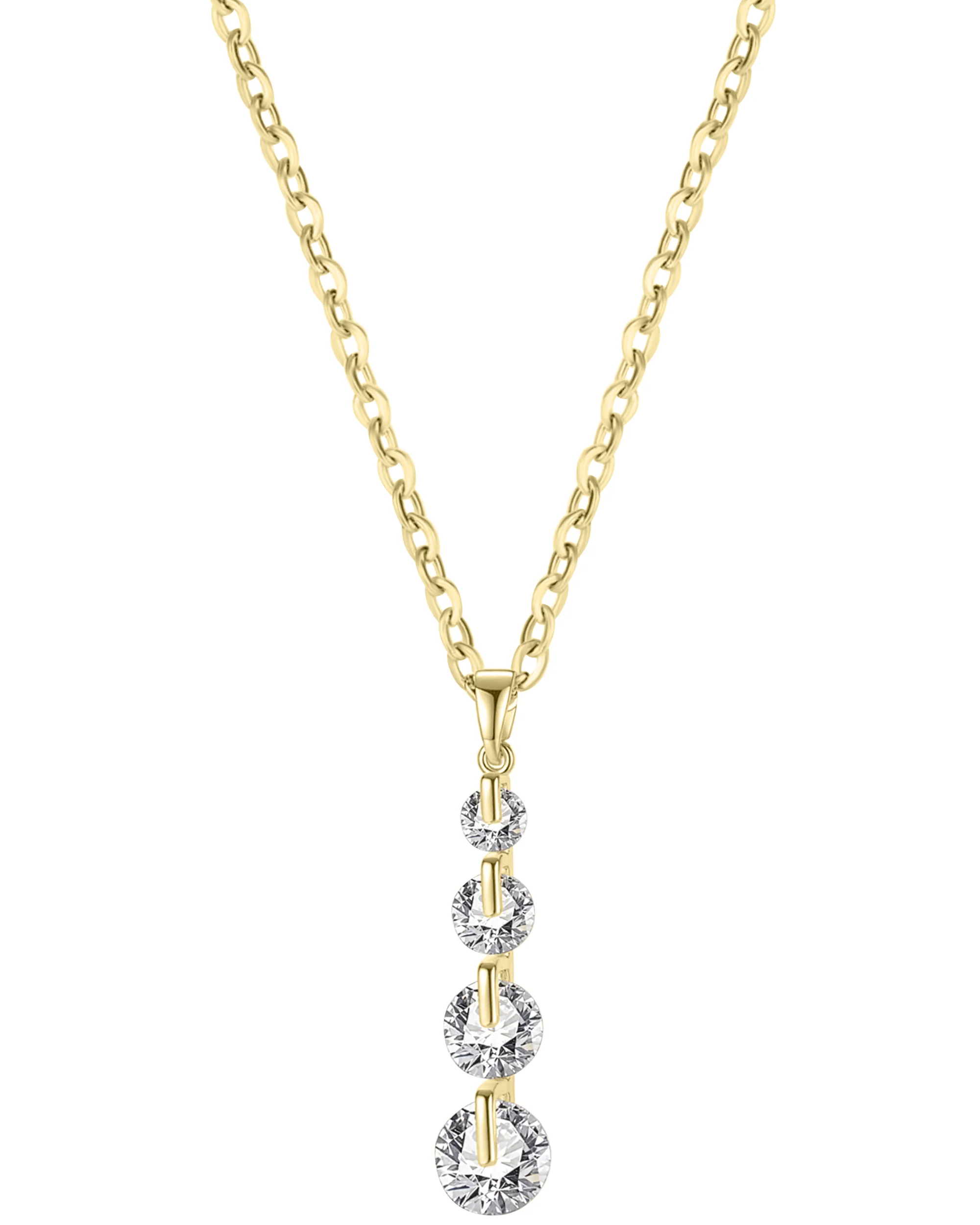 COLLIER EN ACIER DORE PENDENTIF AVEC 4 PIERRES - Image 3