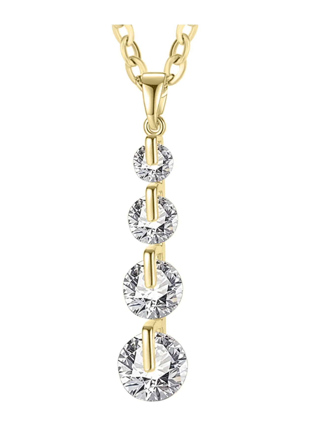 COLLIER EN ACIER DORE PENDENTIF AVEC 4 PIERRES - Image 4