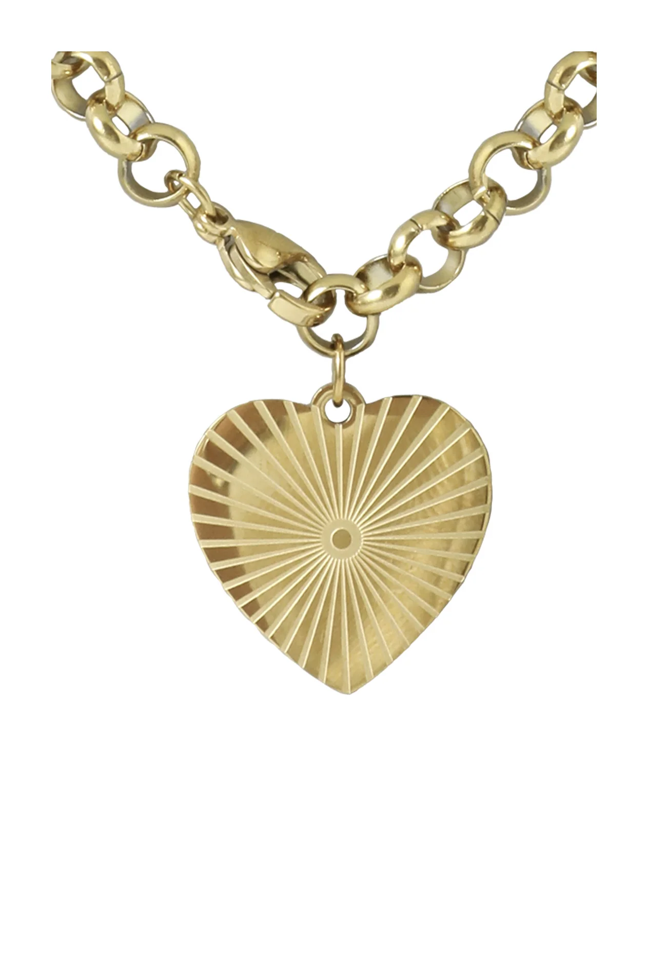 COLLIER EN ACIER DORE PENDENTIF COEUR - Image 4