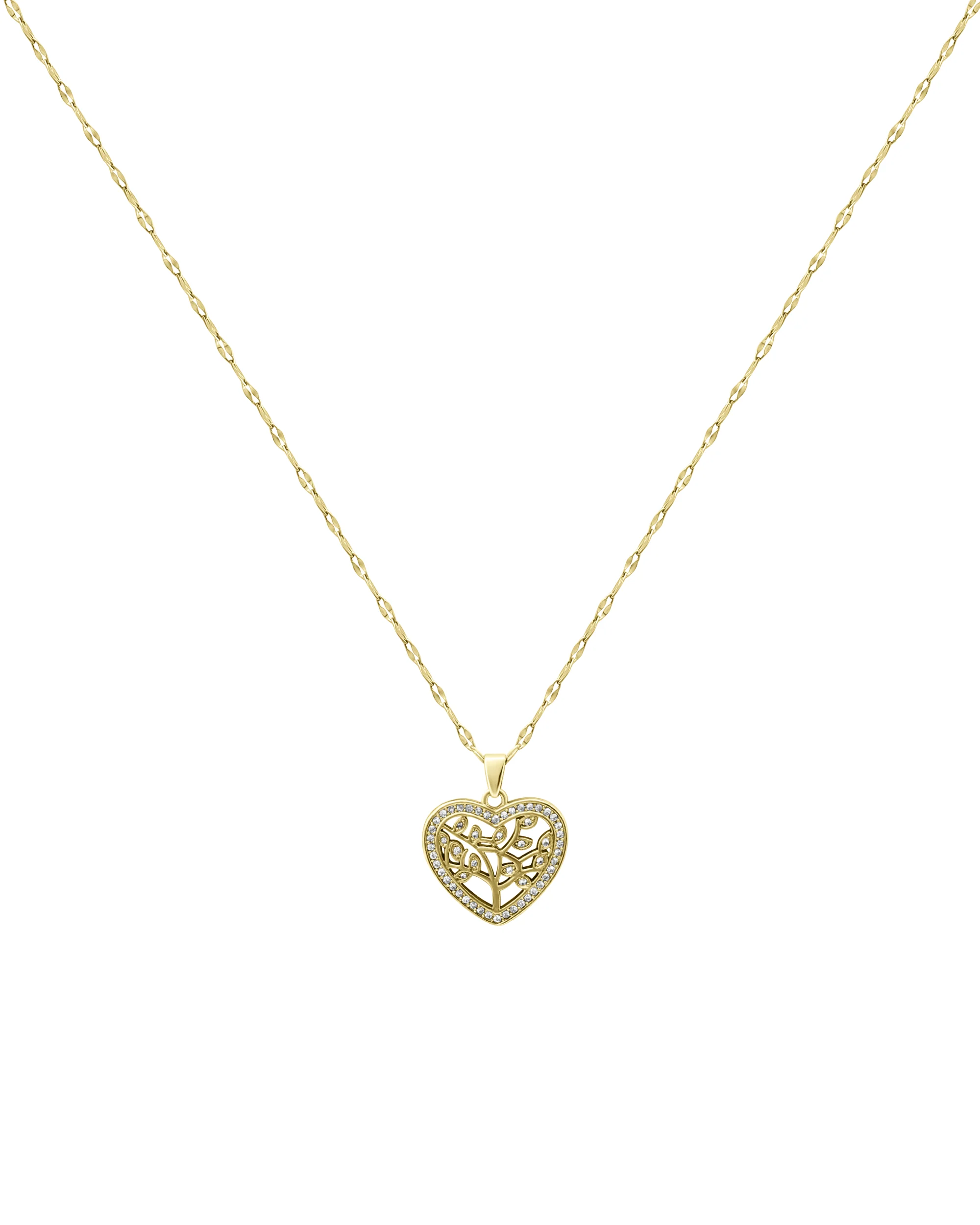 COLLIER EN ACIER DORE PENDENTIF COEUR AVEC ARBRE DE VIE - Image 3