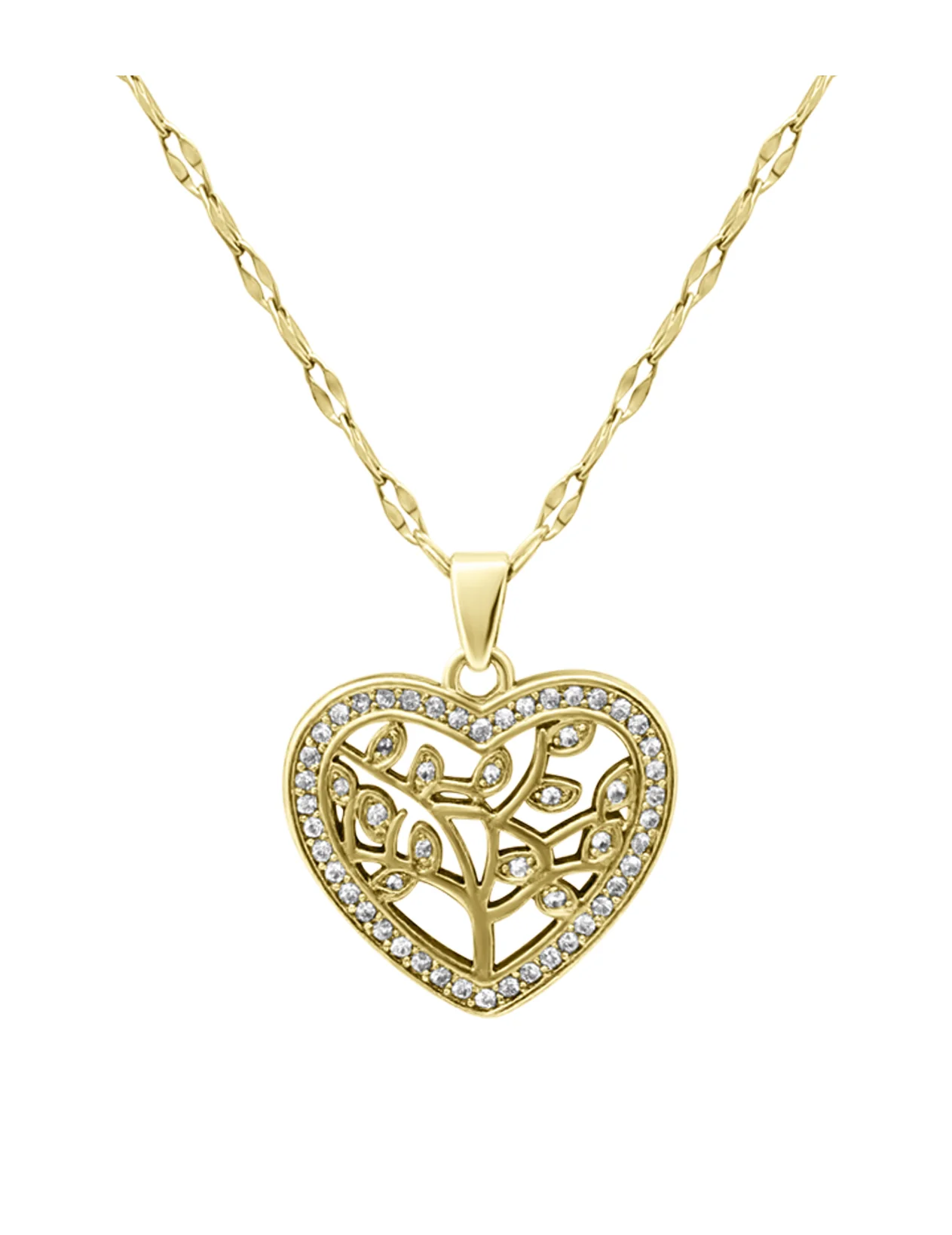 COLLIER EN ACIER DORE PENDENTIF COEUR AVEC ARBRE DE VIE - Image 4