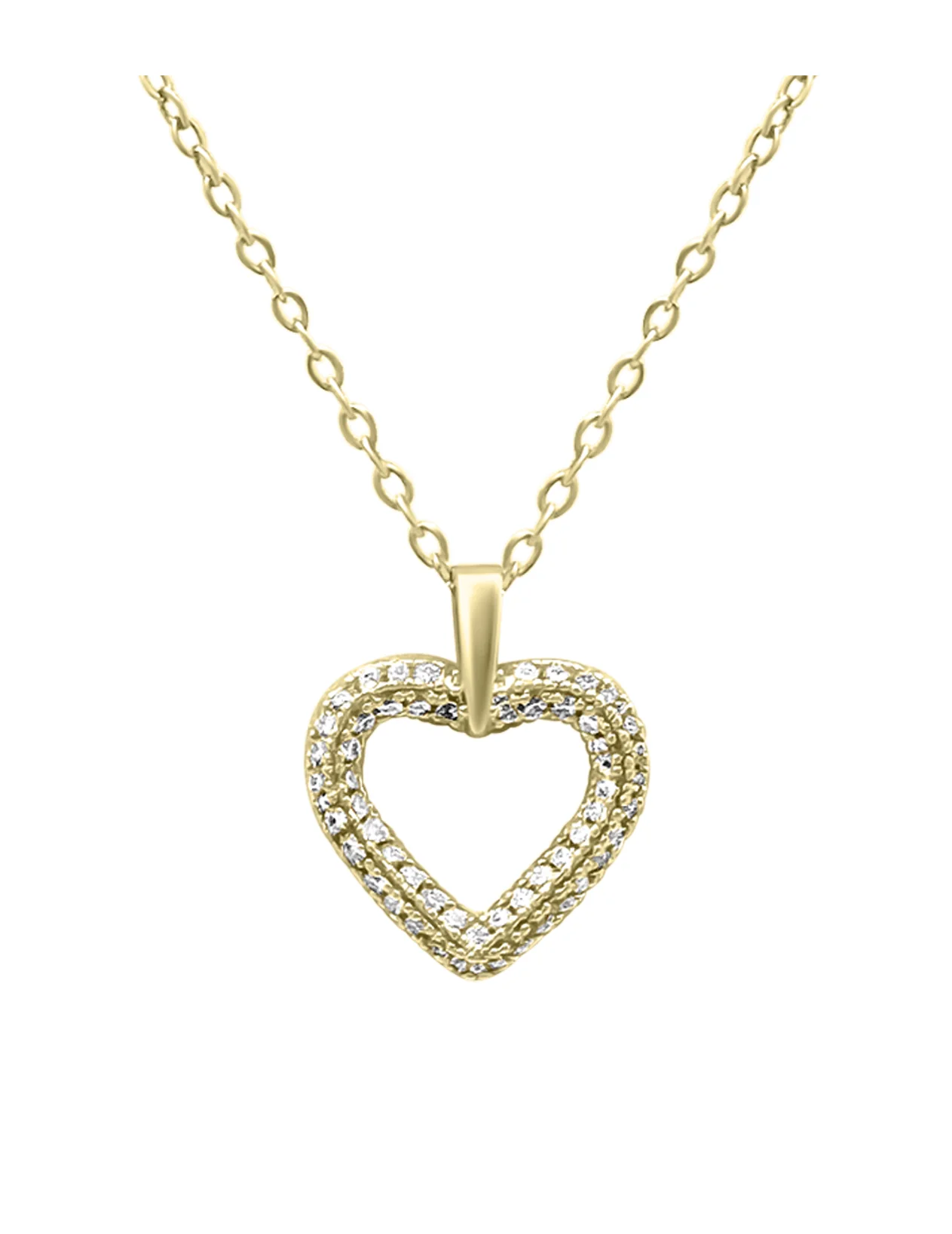 COLLIER EN ACIER DORE PENDENTIF COEUR AVEC STRASS - Image 3