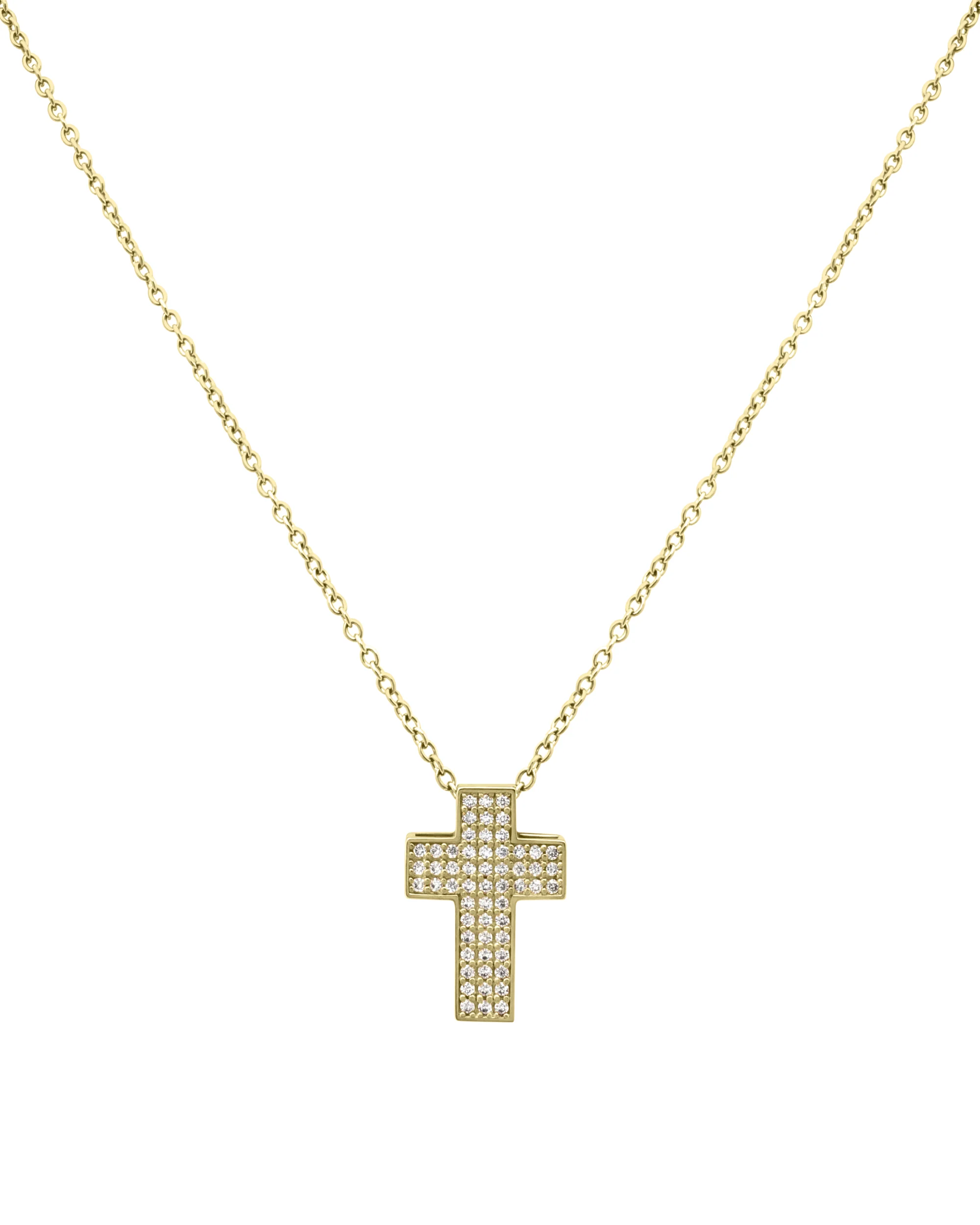 COLLIER EN ACIER DORE PENDENTIF CROIX AVEC PIERRES - Image 3