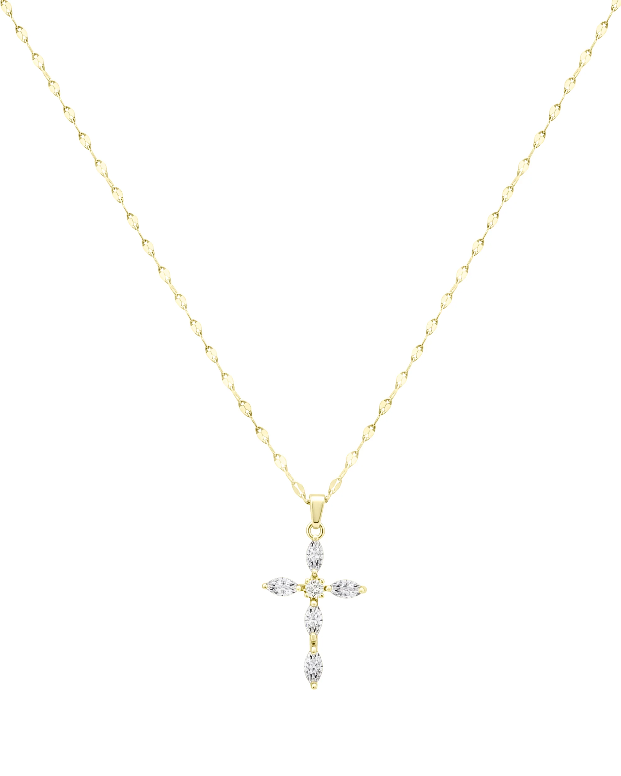 COLLIER EN ACIER DORE PENDENTIF CROIX AVEC ZIRCONIUM - Image 3
