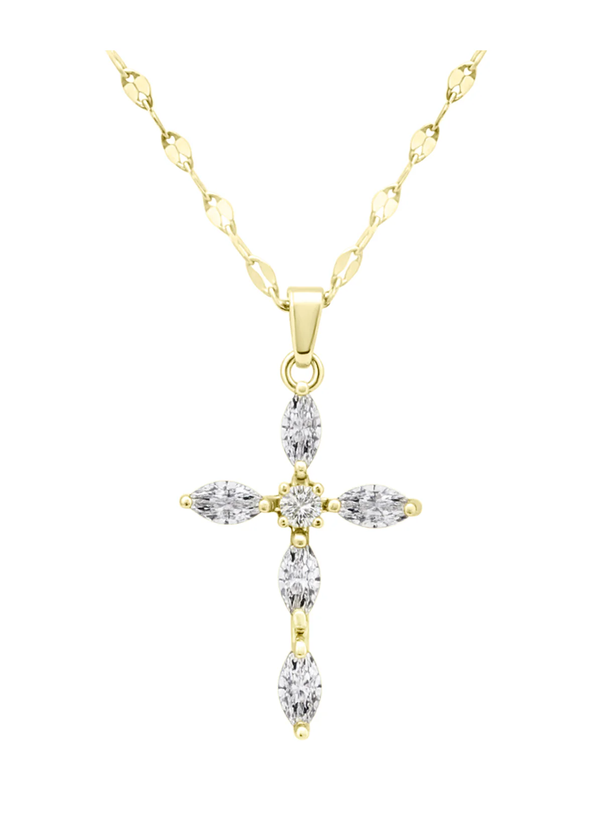 COLLIER EN ACIER DORE PENDENTIF CROIX AVEC ZIRCONIUM - Image 4