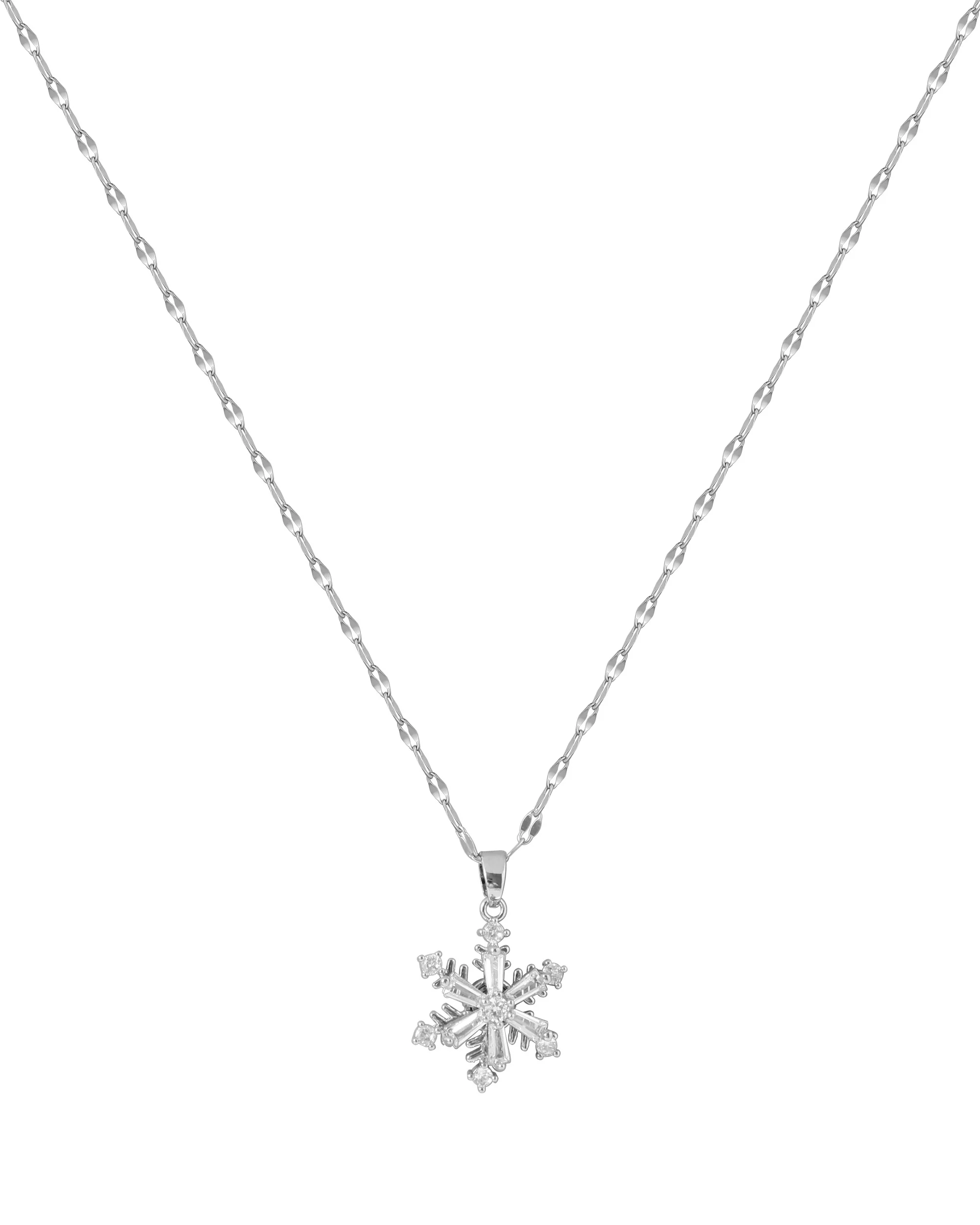 COLLIER EN ACIER DORE PENDENTIF FLOCON DE NEIGE EN ZIRCONIUM - Image 3