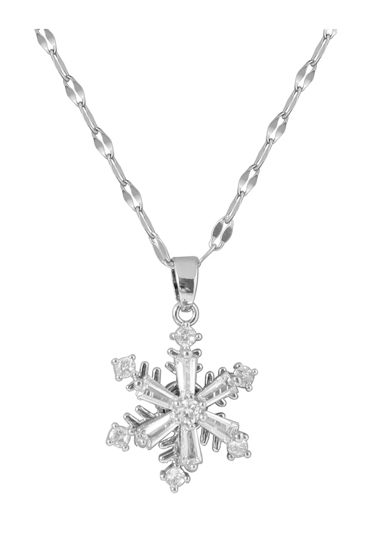 COLLIER EN ACIER DORE PENDENTIF FLOCON DE NEIGE EN ZIRCONIUM - Image 4