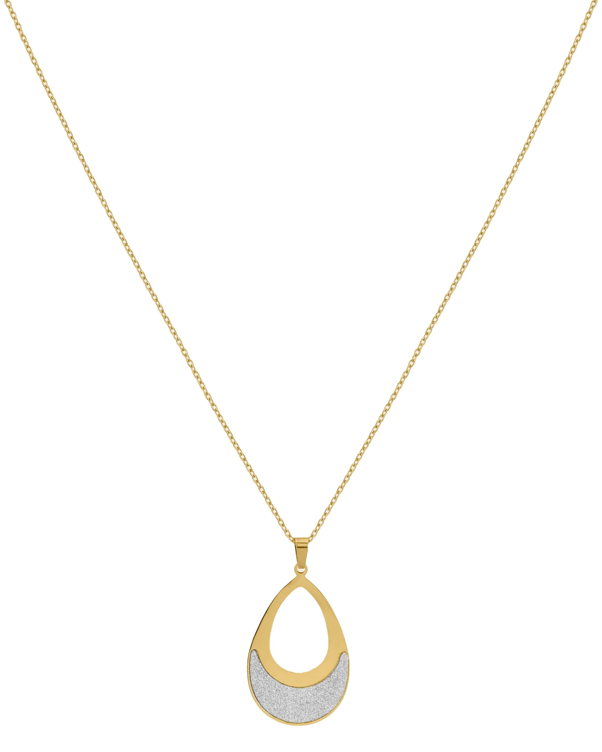 COLLIER EN ACIER DORE PENDENTIF GOUTTE ET PAILLETTES - Image 3