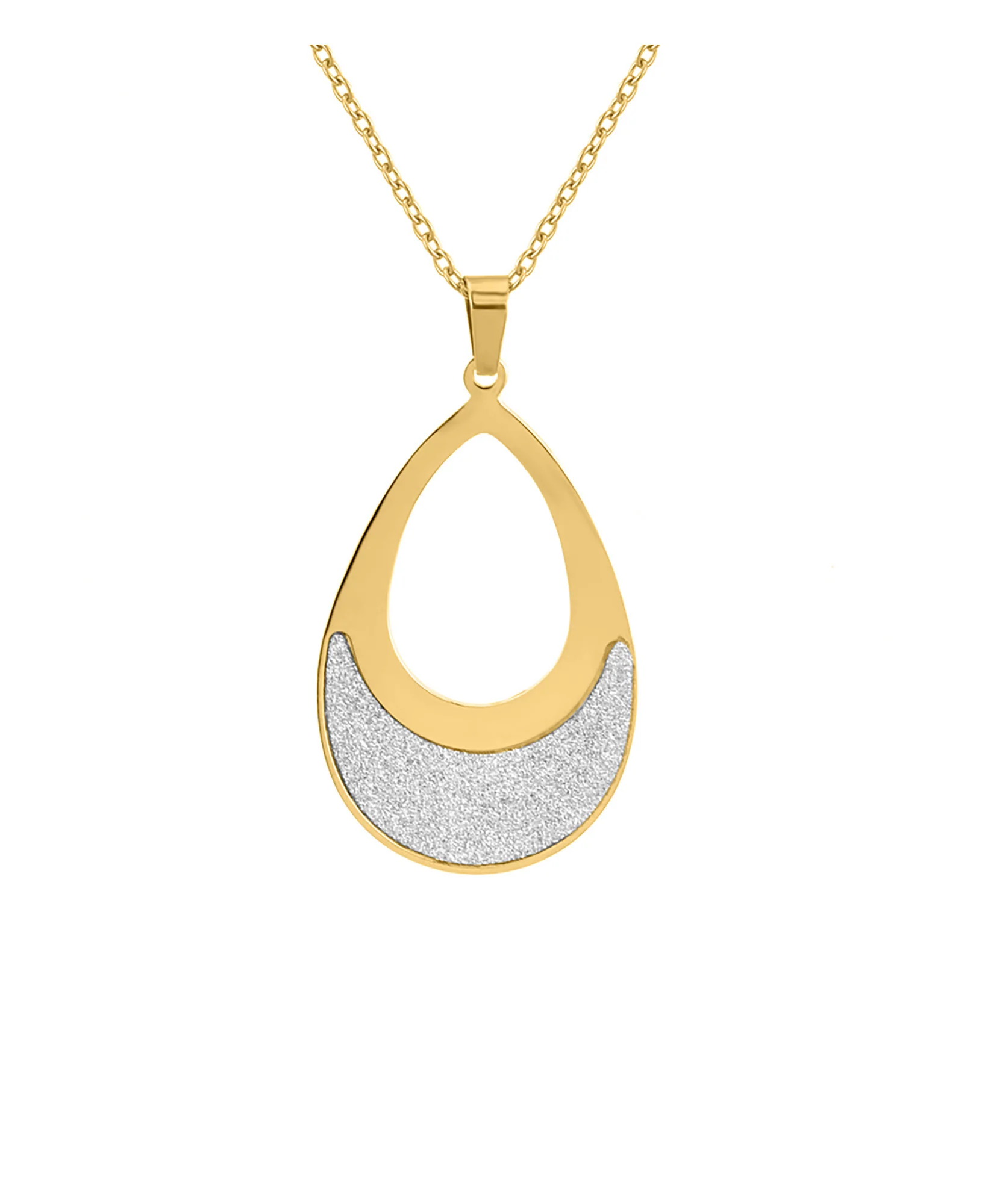 COLLIER EN ACIER DORE PENDENTIF GOUTTE ET PAILLETTES - Image 4