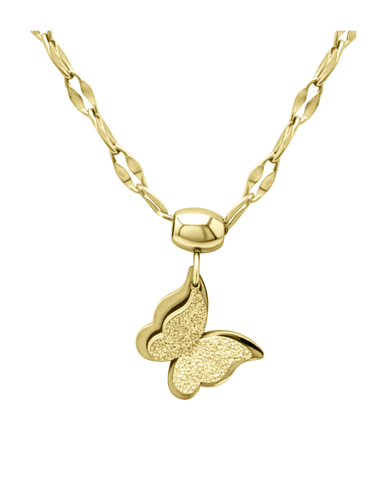 COLLIER EN ACIER DORE PENDENTIF PAPILLON AVEC PAILLETTES - Image 4