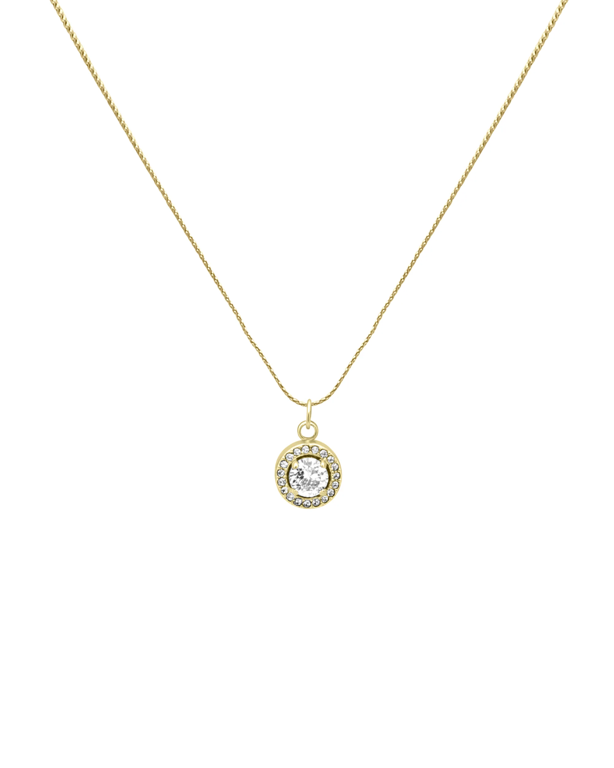 COLLIER EN ACIER DORE PENDENTIF ROND AVEC STRASS ET SOLITAIRE
