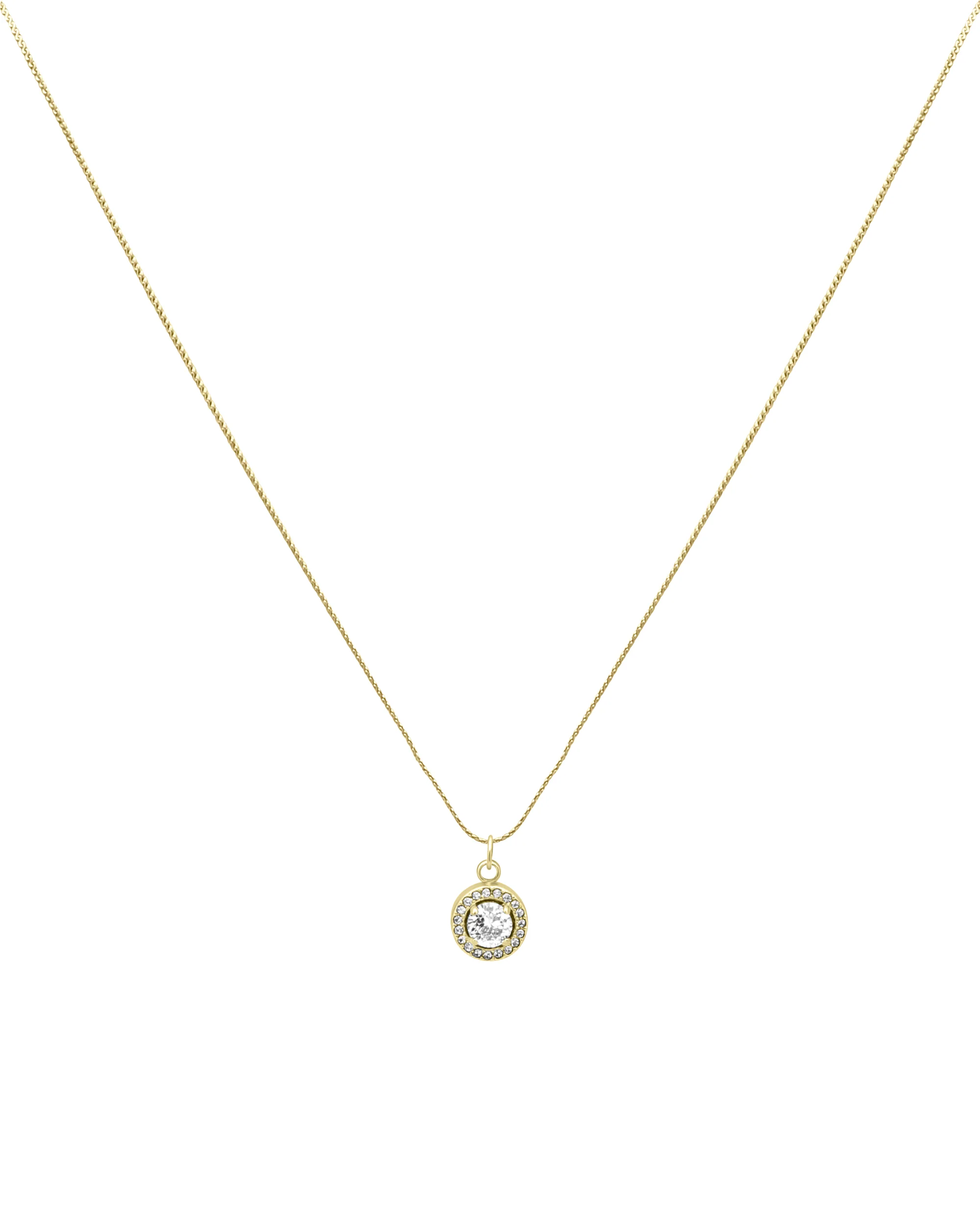 COLLIER EN ACIER DORE PENDENTIF ROND AVEC STRASS ET SOLITAIRE - Image 3
