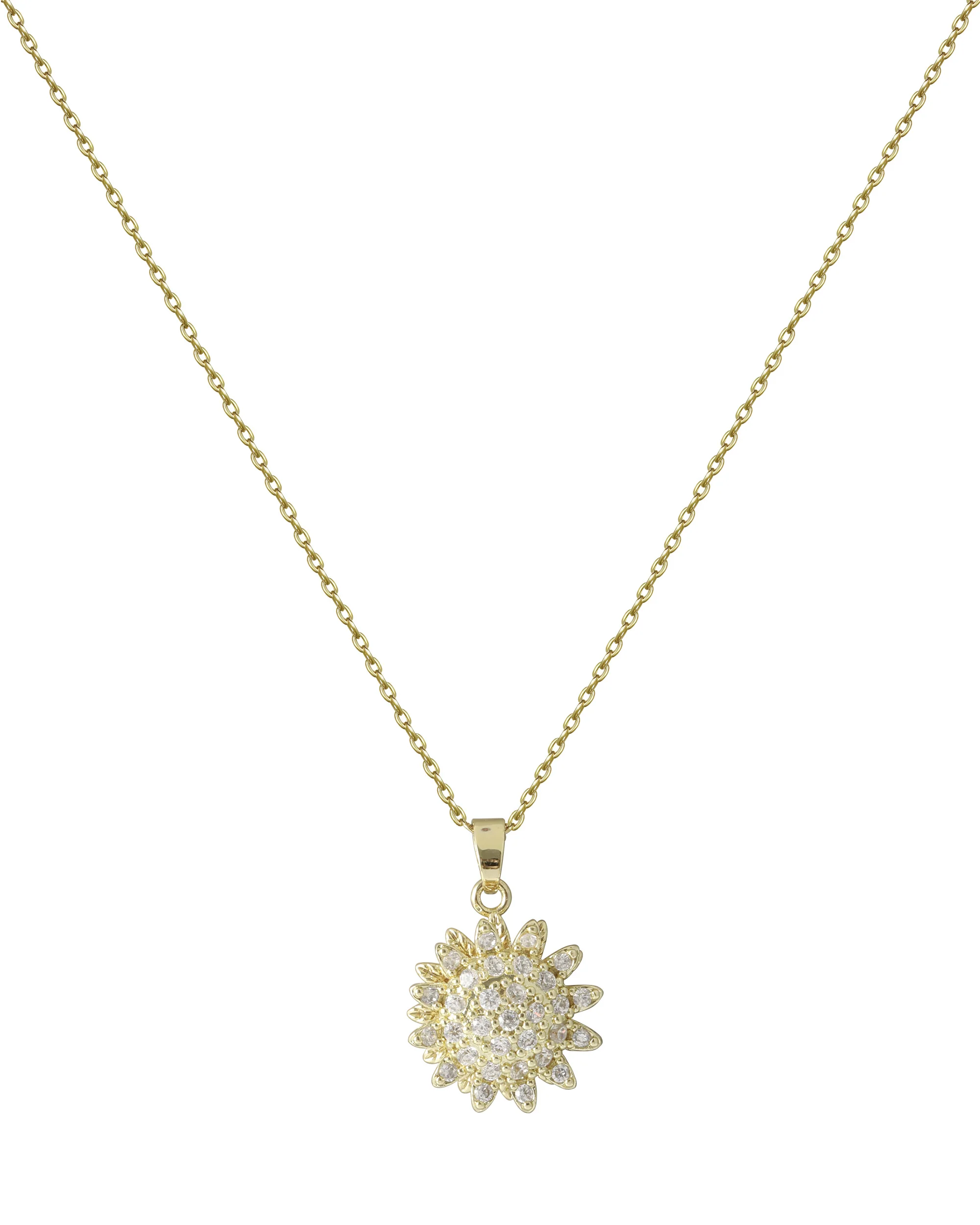 COLLIER EN ACIER DORE PENDENTIF SOLEIL EN ZIRCONIUM - Image 3