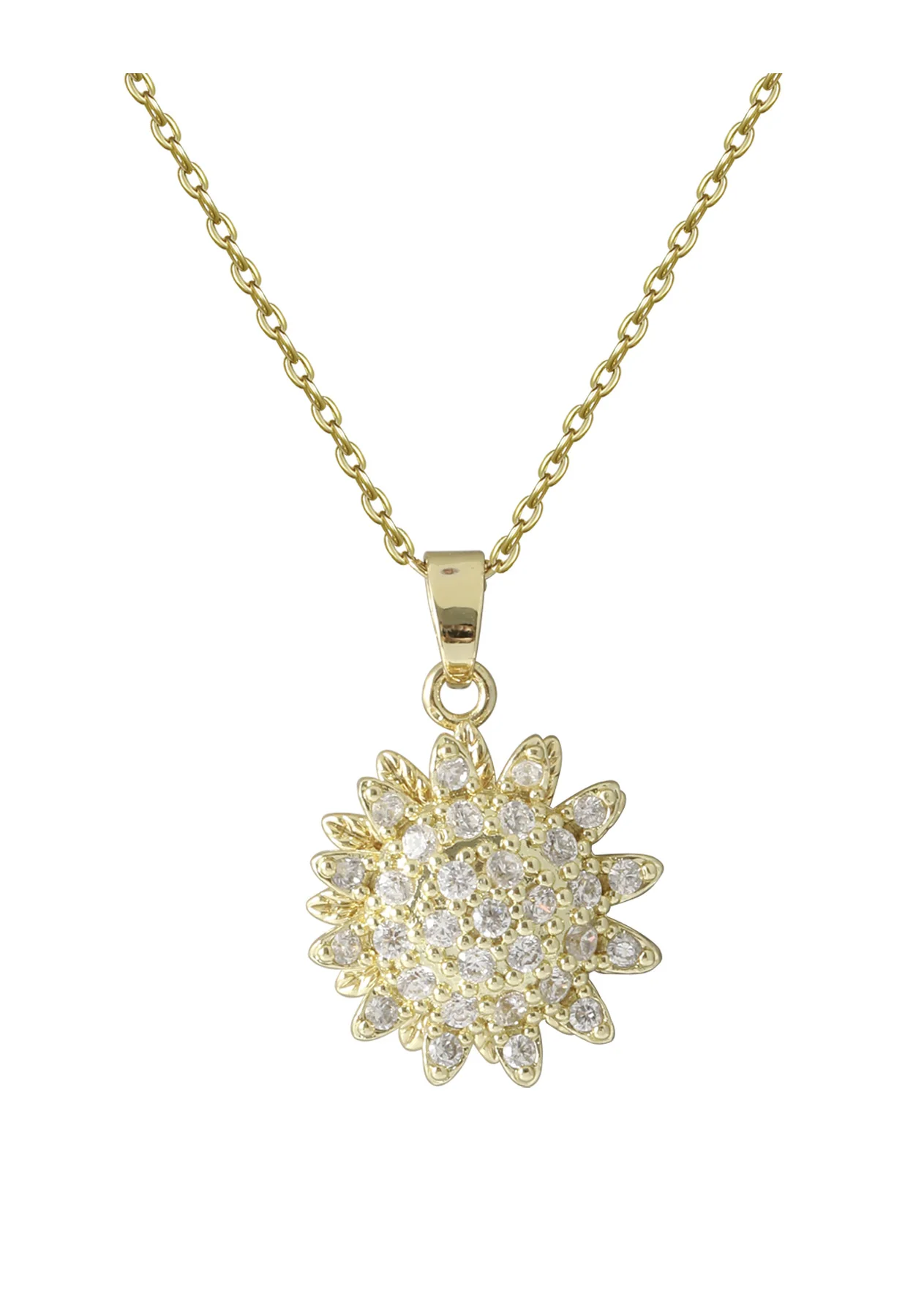 COLLIER EN ACIER DORE PENDENTIF SOLEIL EN ZIRCONIUM - Image 4