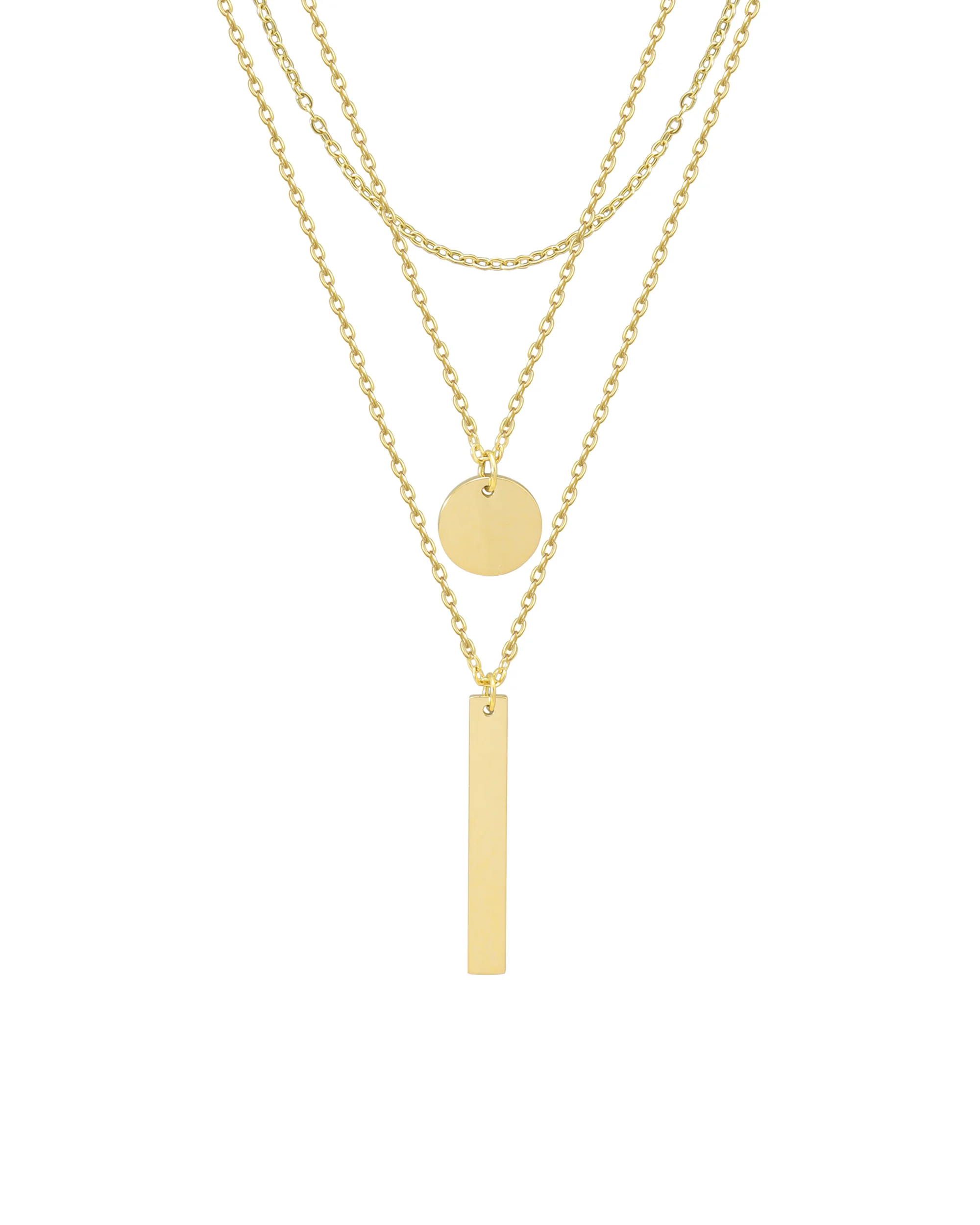 COLLIER ACIER DORE - STYLE CHIC A TROIS MAILLES