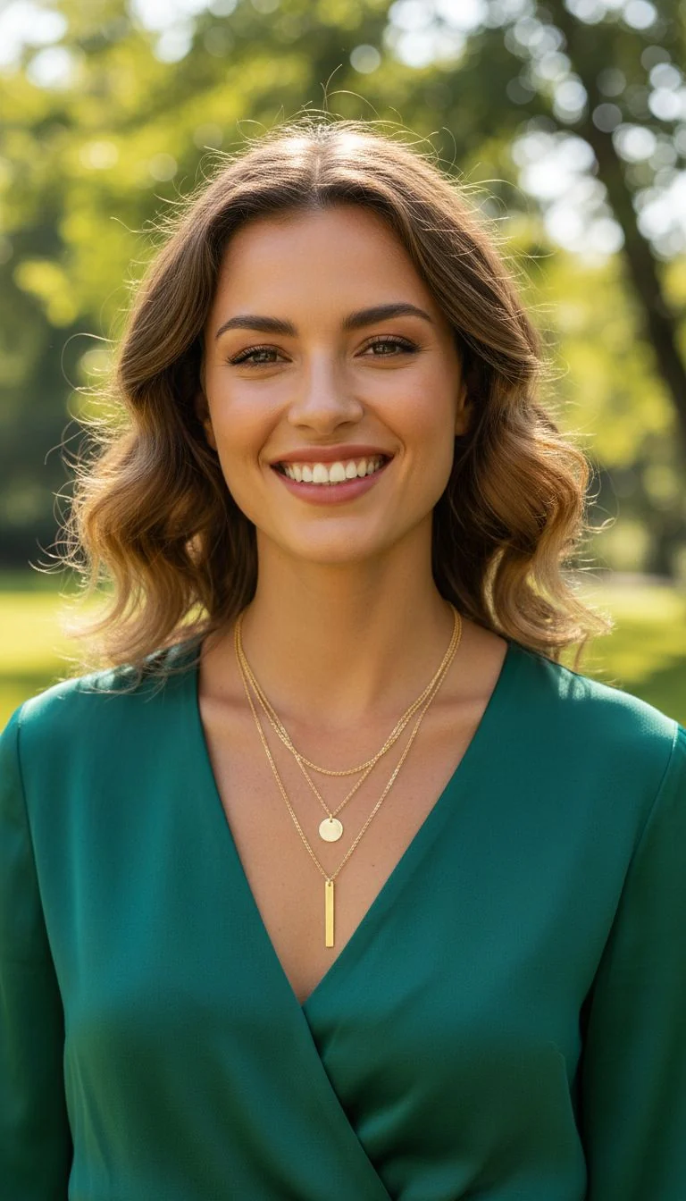 COLLIER ACIER DORE - STYLE CHIC A TROIS MAILLES - Image 2