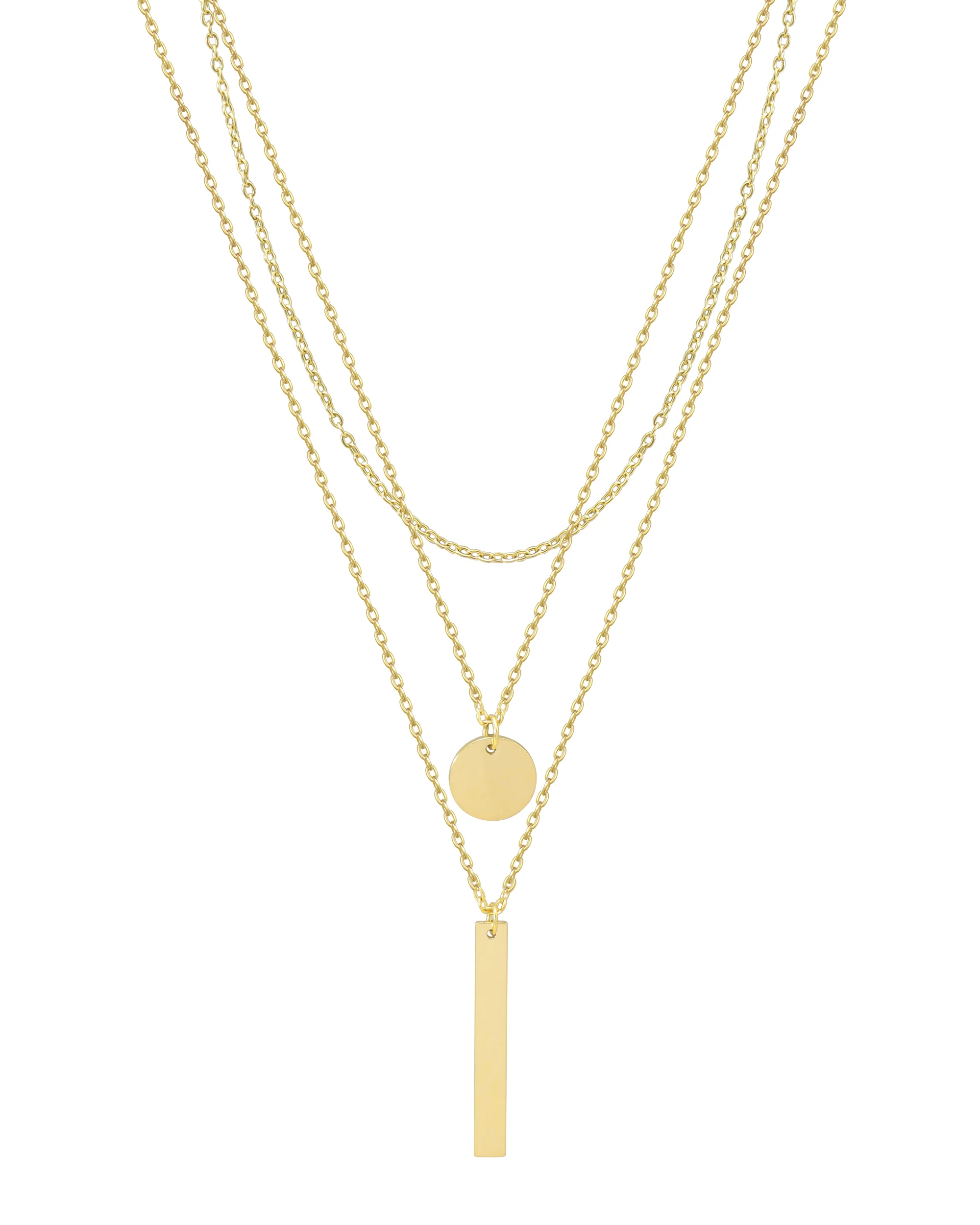 COLLIER ACIER DORE - STYLE CHIC A TROIS MAILLES - Image 3
