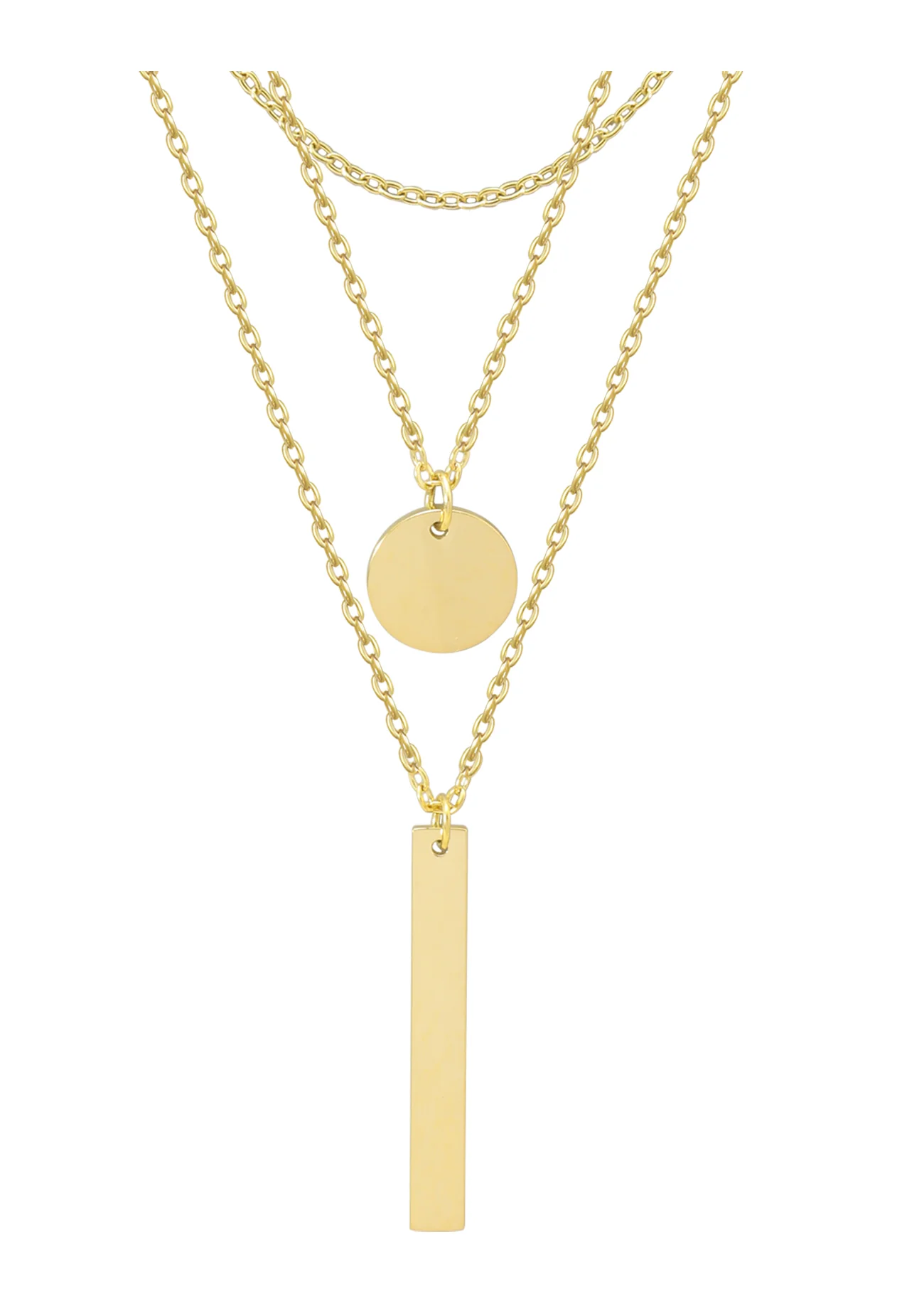COLLIER ACIER DORE - STYLE CHIC A TROIS MAILLES - Image 4
