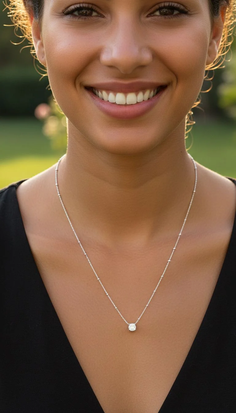 COLLIER EN ACIER MAILLE PALOMA AVEC SOLITAIRE - Image 2