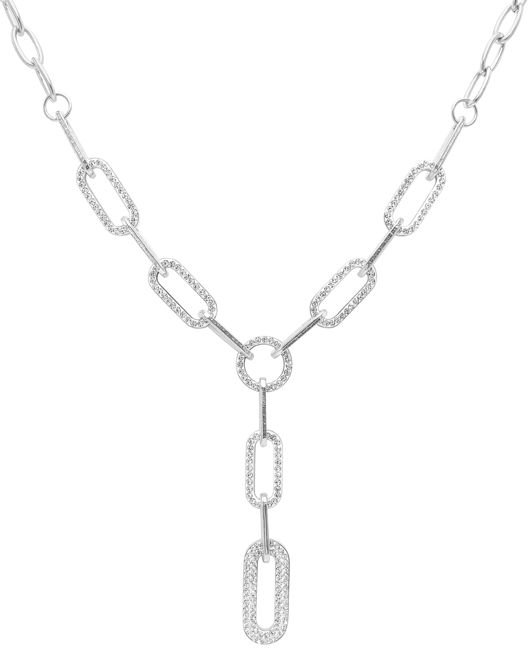 COLLIER EN ACIER MAILLES OVALES AVEC STRASS - Image 3
