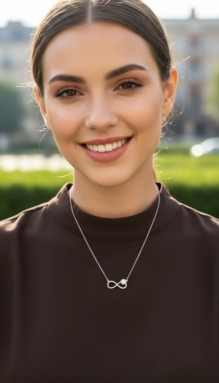 COLLIER EN ACIER MOTIF INFINI AVEC ZIRCONIUM - Image 2