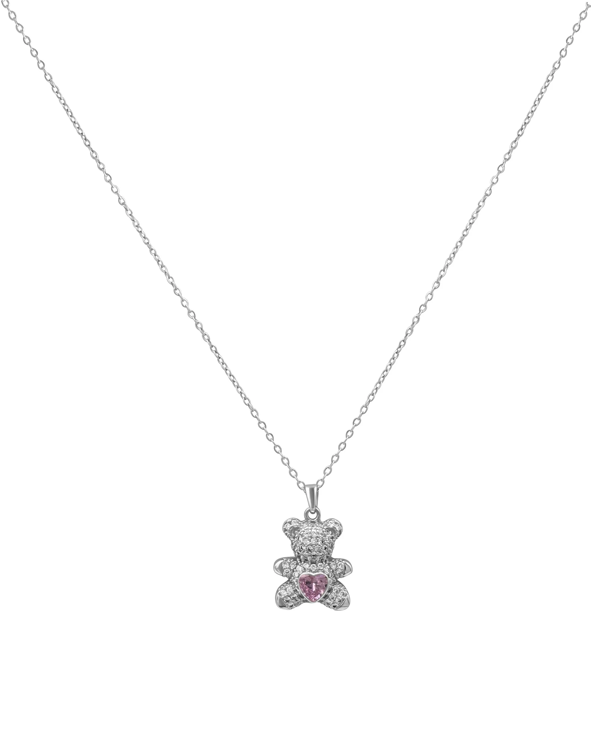 COLLIER EN ACIER NOUNOURS AVEC COEUR CENTRAL ROSE EN ZIRCONIUM - Image 3