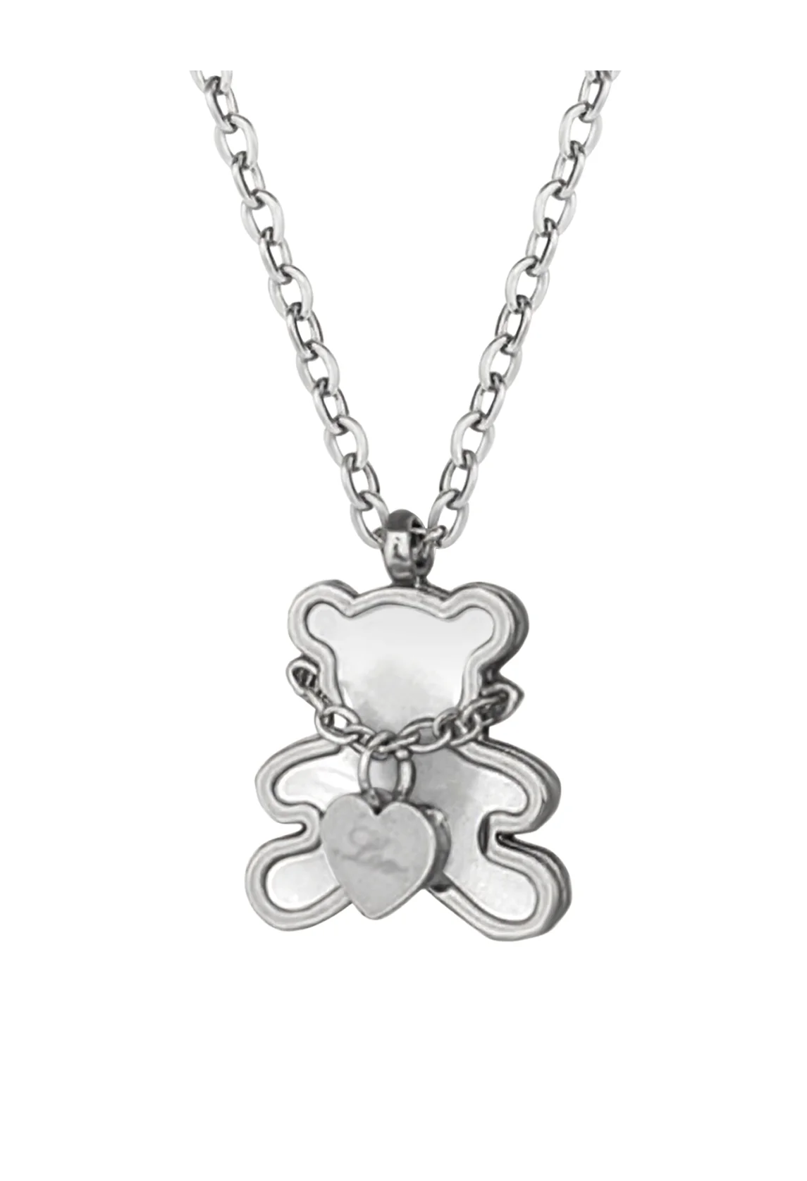 COLLIER EN ACIER OURSON AVEC NACRE ET COEUR LOVE - Image 4