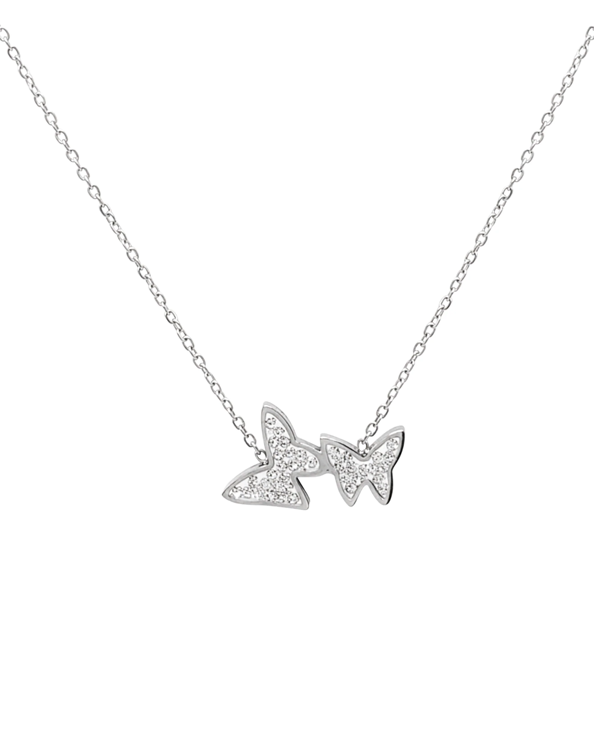 COLLIER EN ACIER PAPILLONS ET STRASS