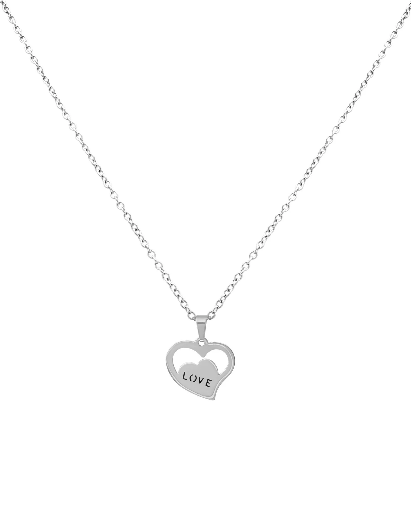 COLLIER EN ACIER PENDENTIF COEUR AVEC LOVE - Image 3