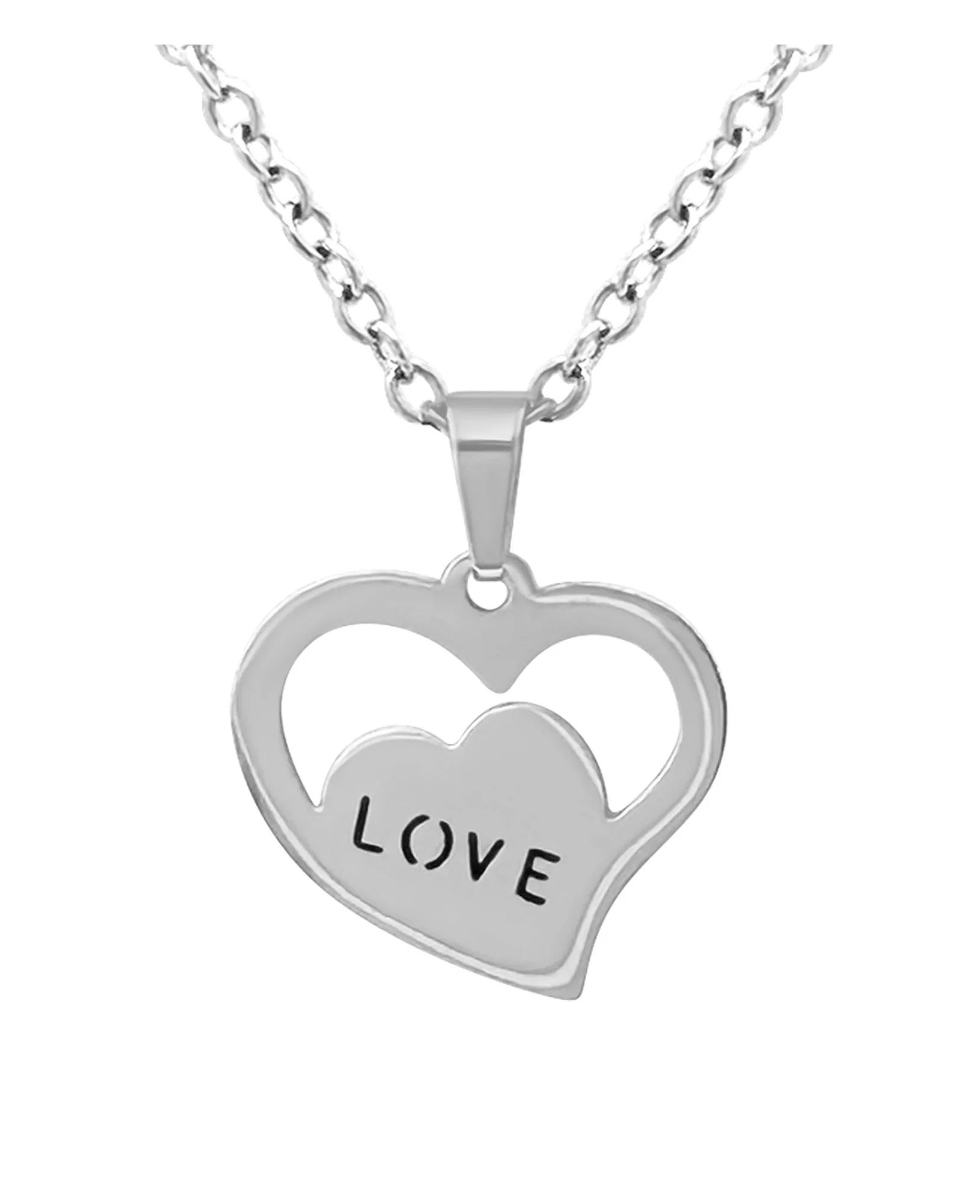 COLLIER EN ACIER PENDENTIF COEUR AVEC LOVE - Image 4