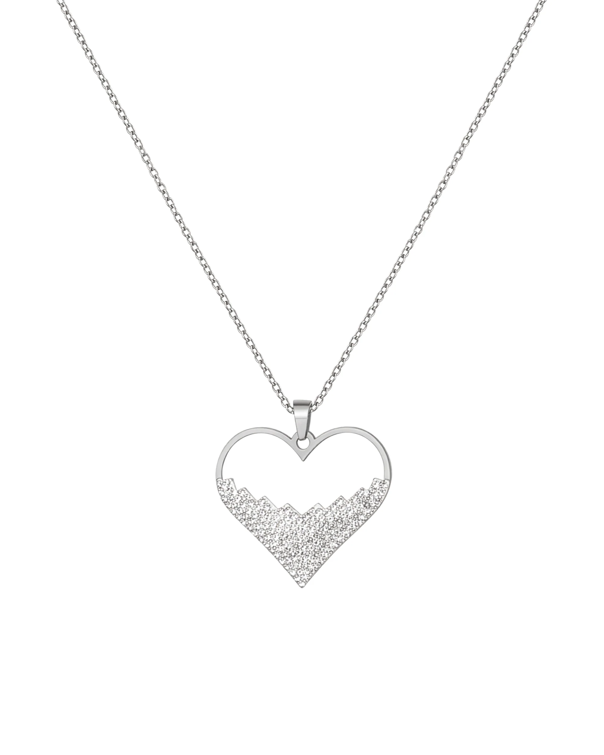 COLLIER EN ACIER PENDENTIF COEUR AVEC STRASS