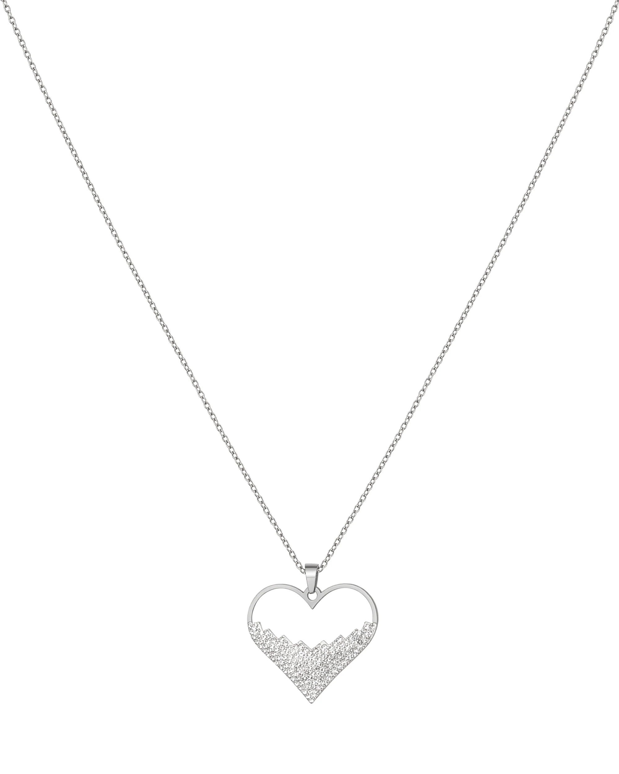 COLLIER EN ACIER PENDENTIF COEUR AVEC STRASS - Image 3