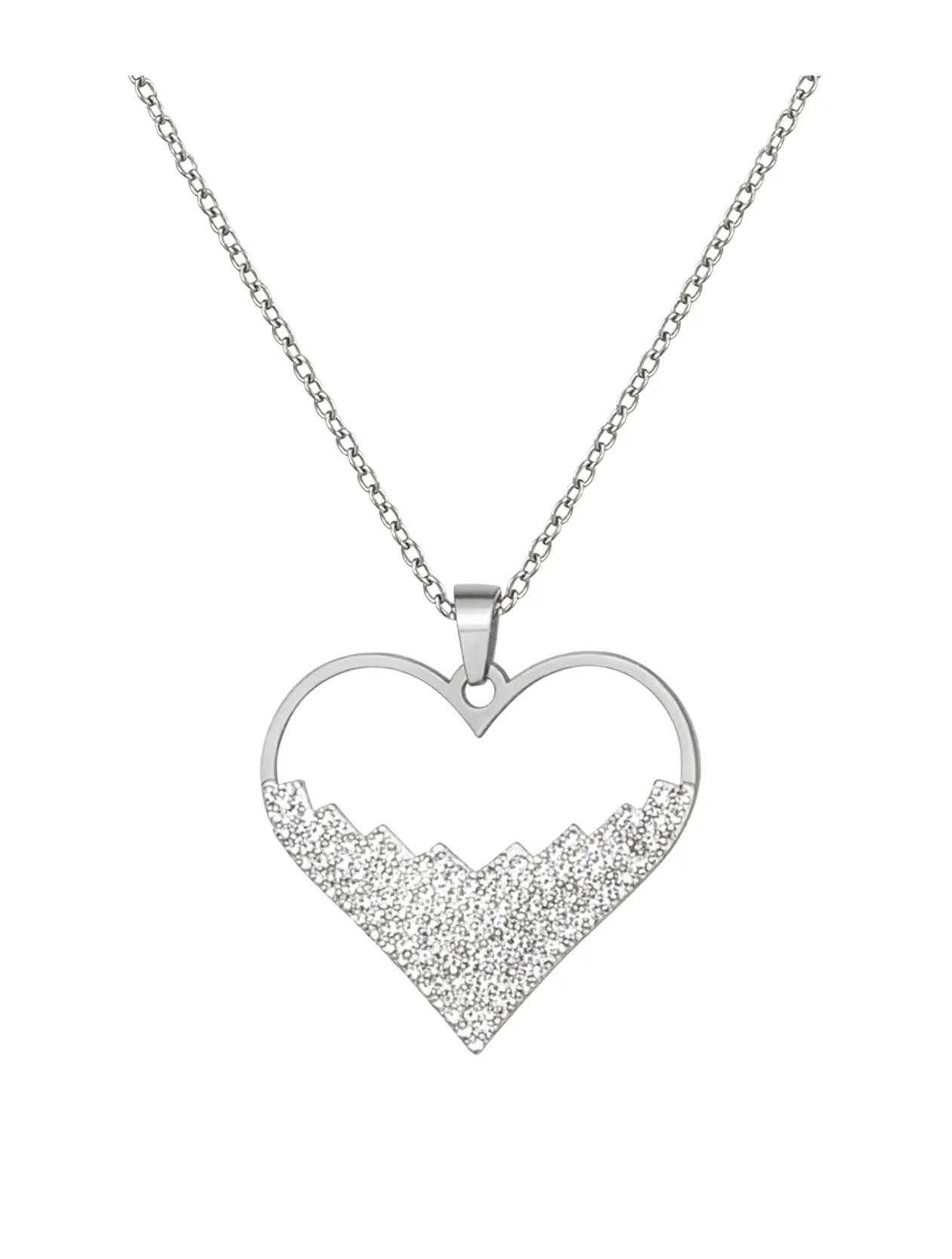 COLLIER EN ACIER PENDENTIF COEUR AVEC STRASS - Image 4