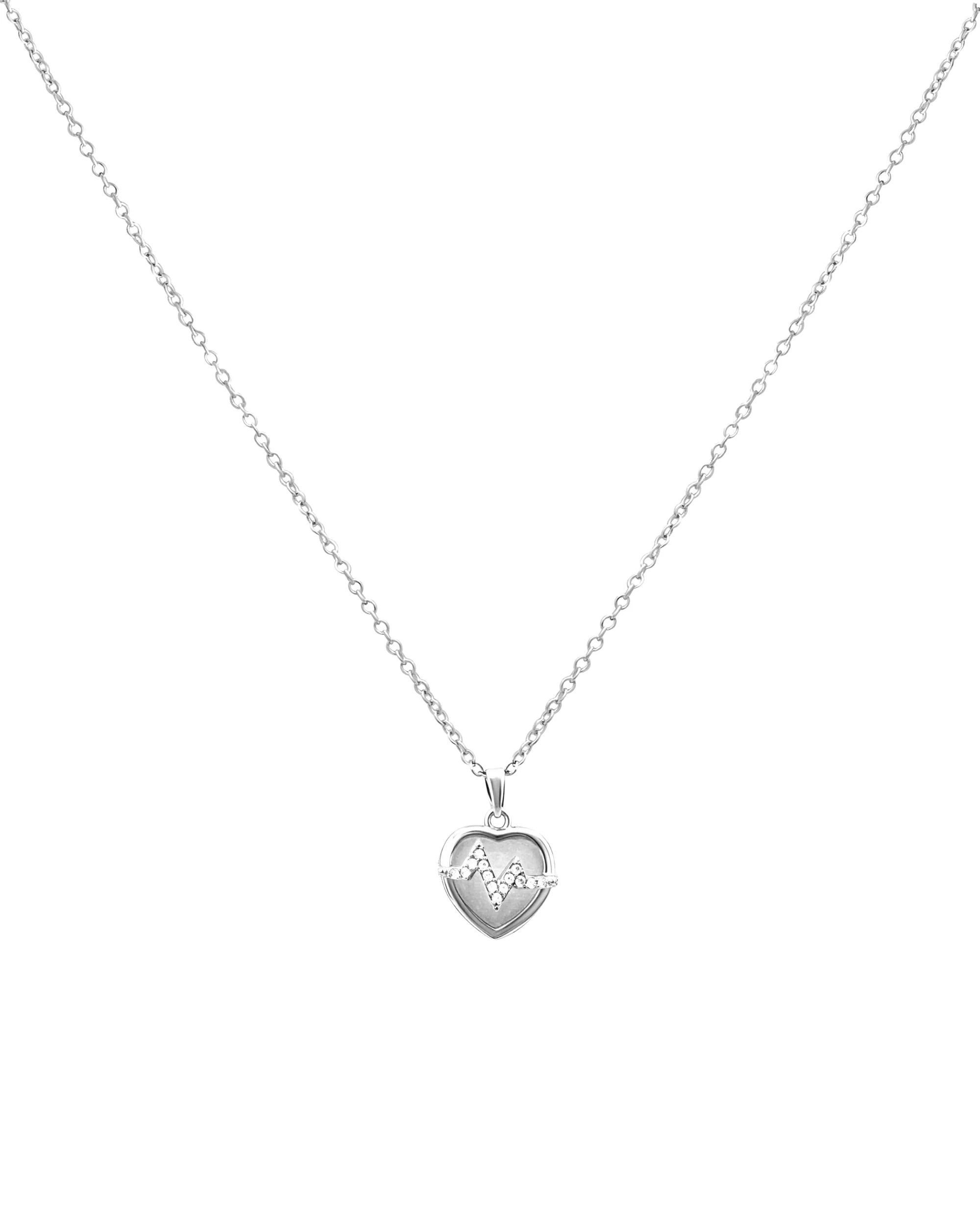 COLLIER EN ACIER PENDENTIF COEUR ET ECLAIR STRASS - Image 3