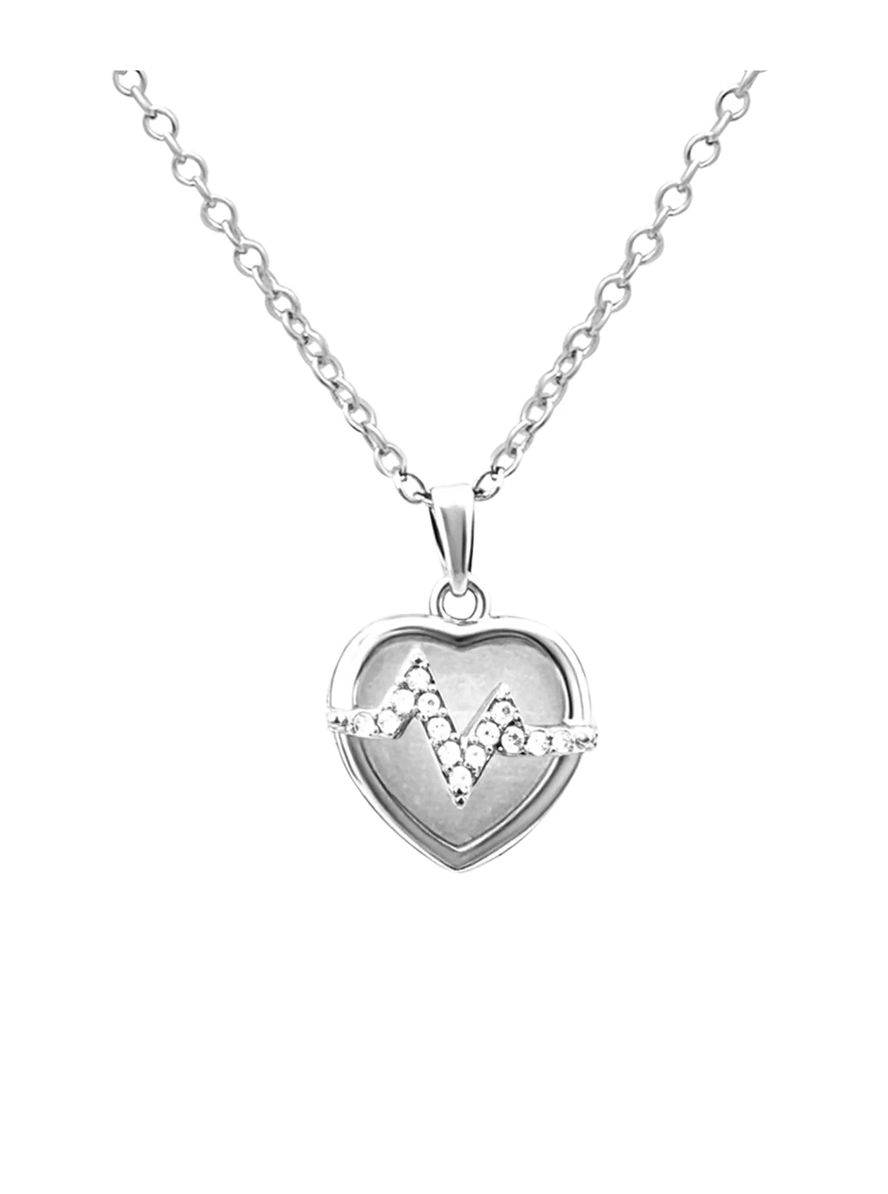 COLLIER EN ACIER PENDENTIF COEUR ET ECLAIR STRASS - Image 4