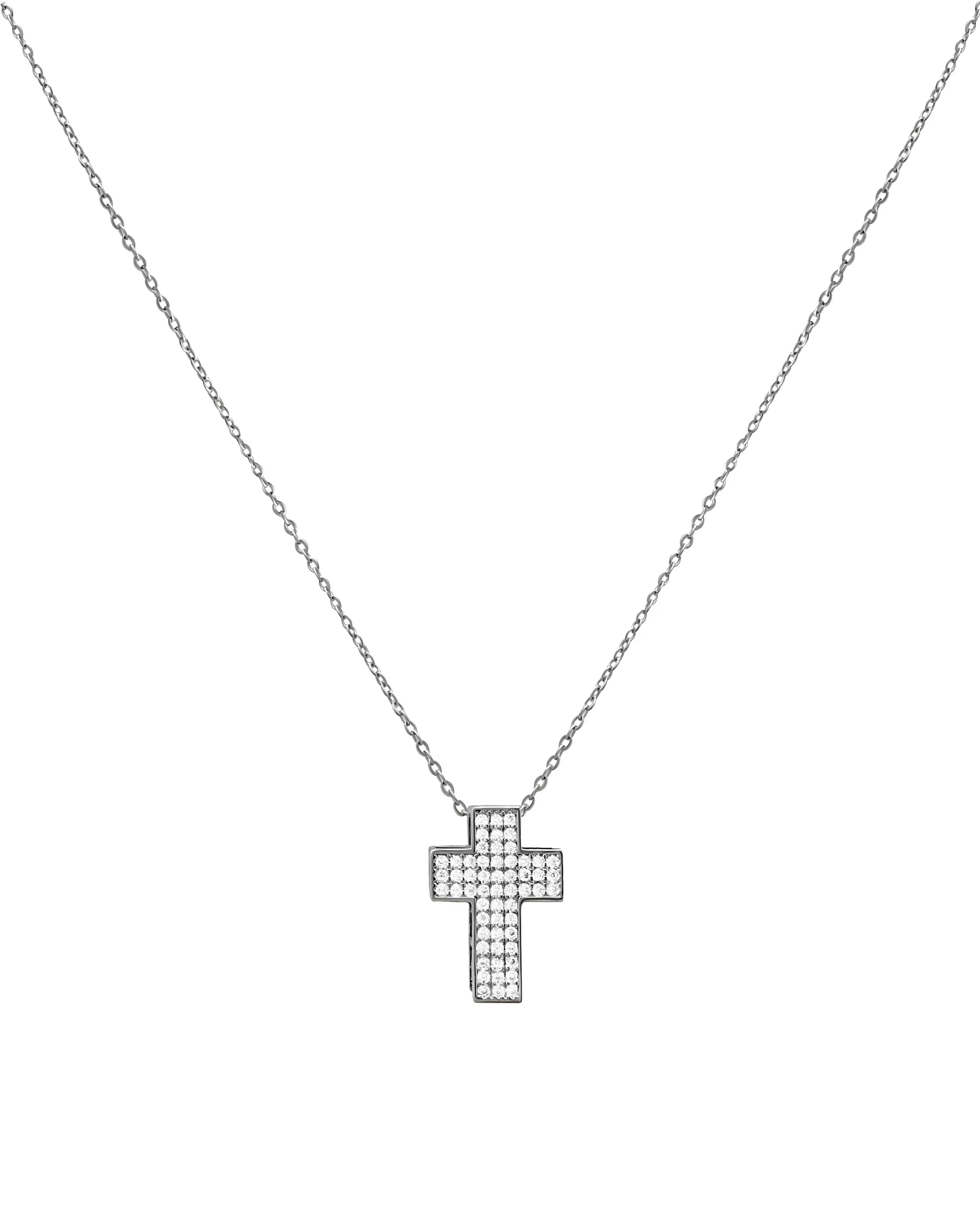 COLLIER EN ACIER PENDENTIF CROIX AVEC PIERRES - Image 3