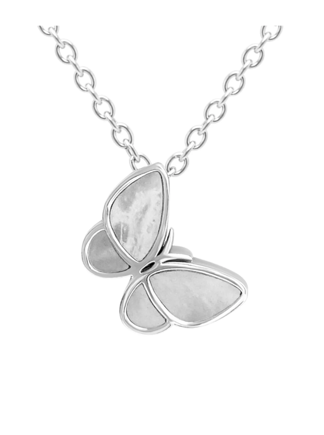 COLLIER EN ACIER PENDENTIF PAPILLON AVEC NACRE - Image 4