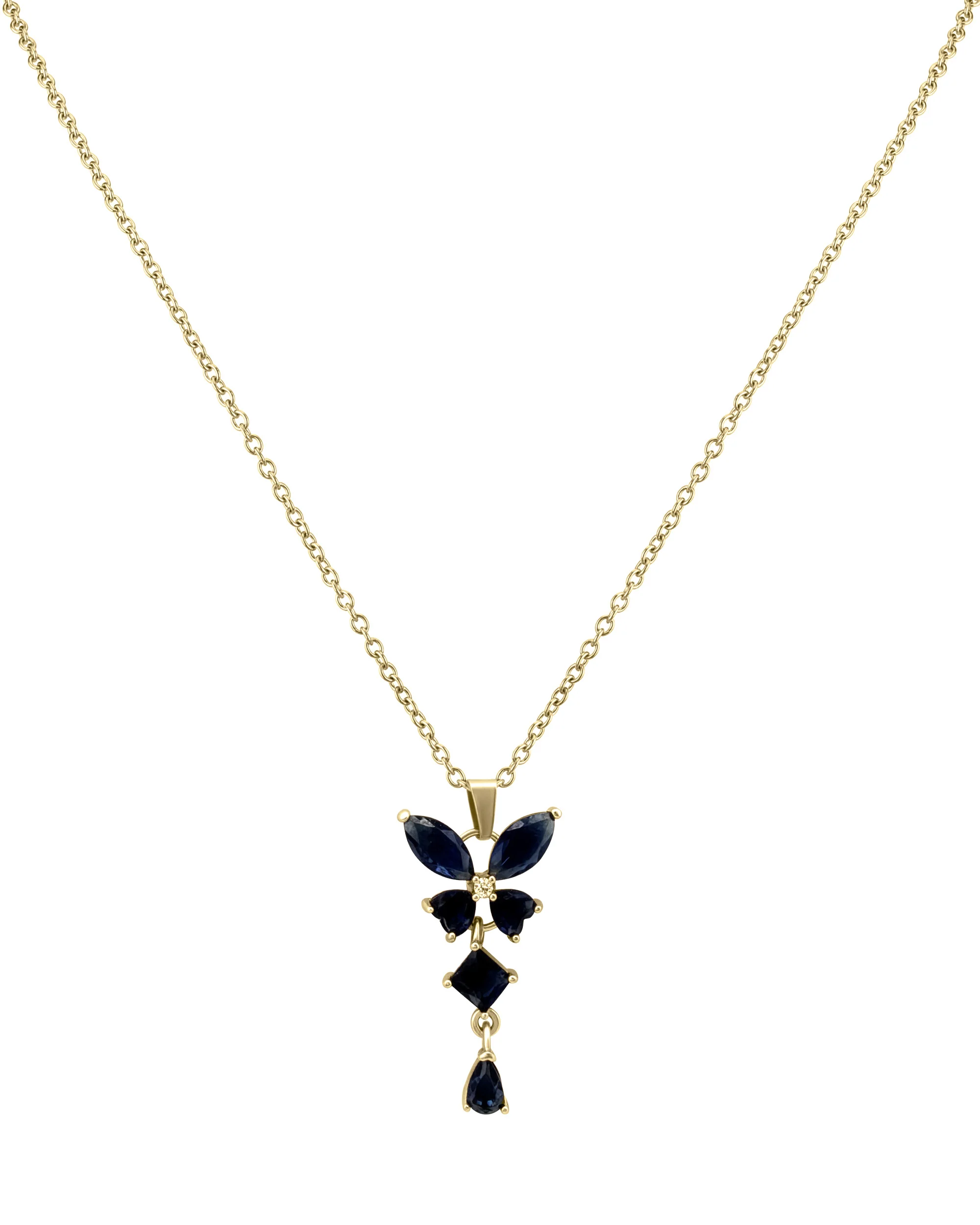 COLLIER EN ACIER PENDENTIF PAPILLON AVEC PIERRES BLEU SAPHIR - Image 3