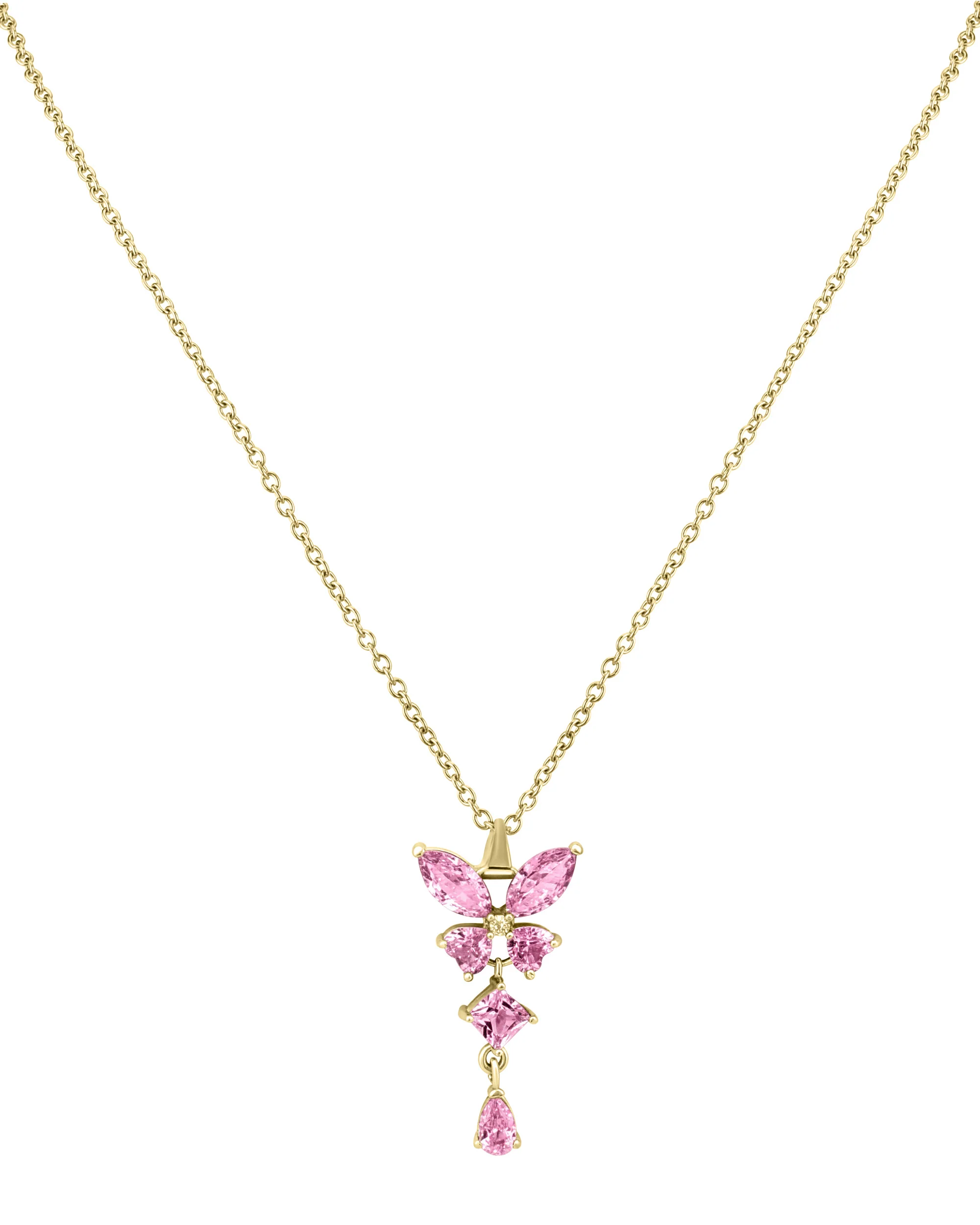 COLLIER EN ACIER PENDENTIF PAPILLON AVEC PIERRES ROSES - Image 3