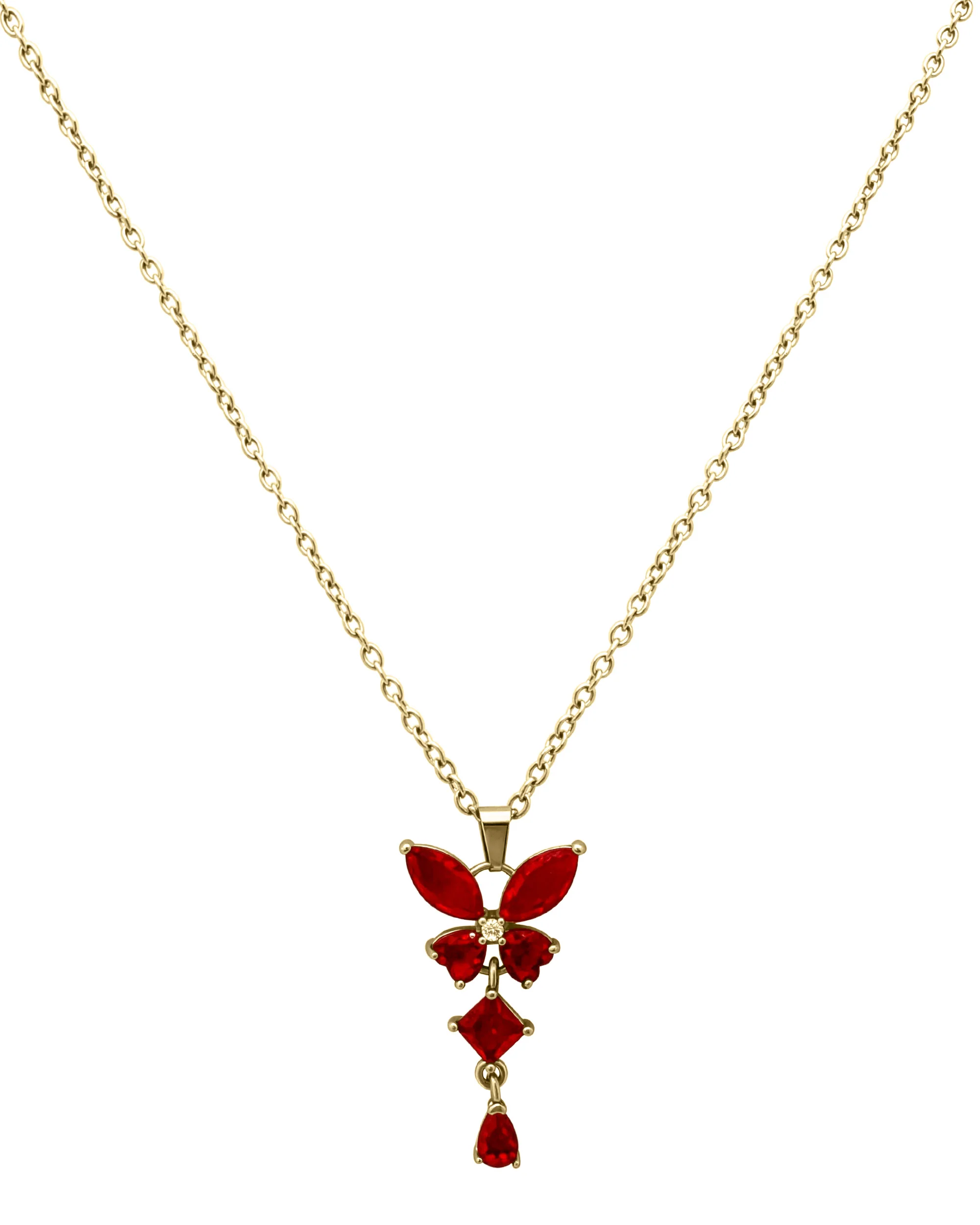 COLLIER EN ACIER PENDENTIF PAPILLON AVEC RUBIS - Image 3