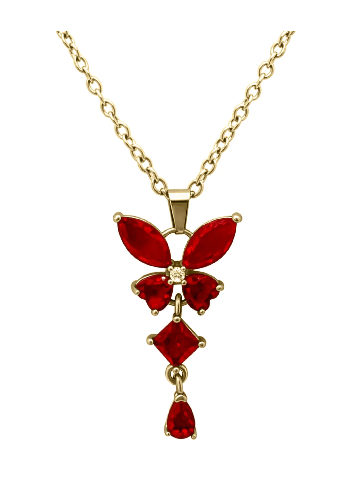 COLLIER EN ACIER PENDENTIF PAPILLON AVEC RUBIS - Image 4