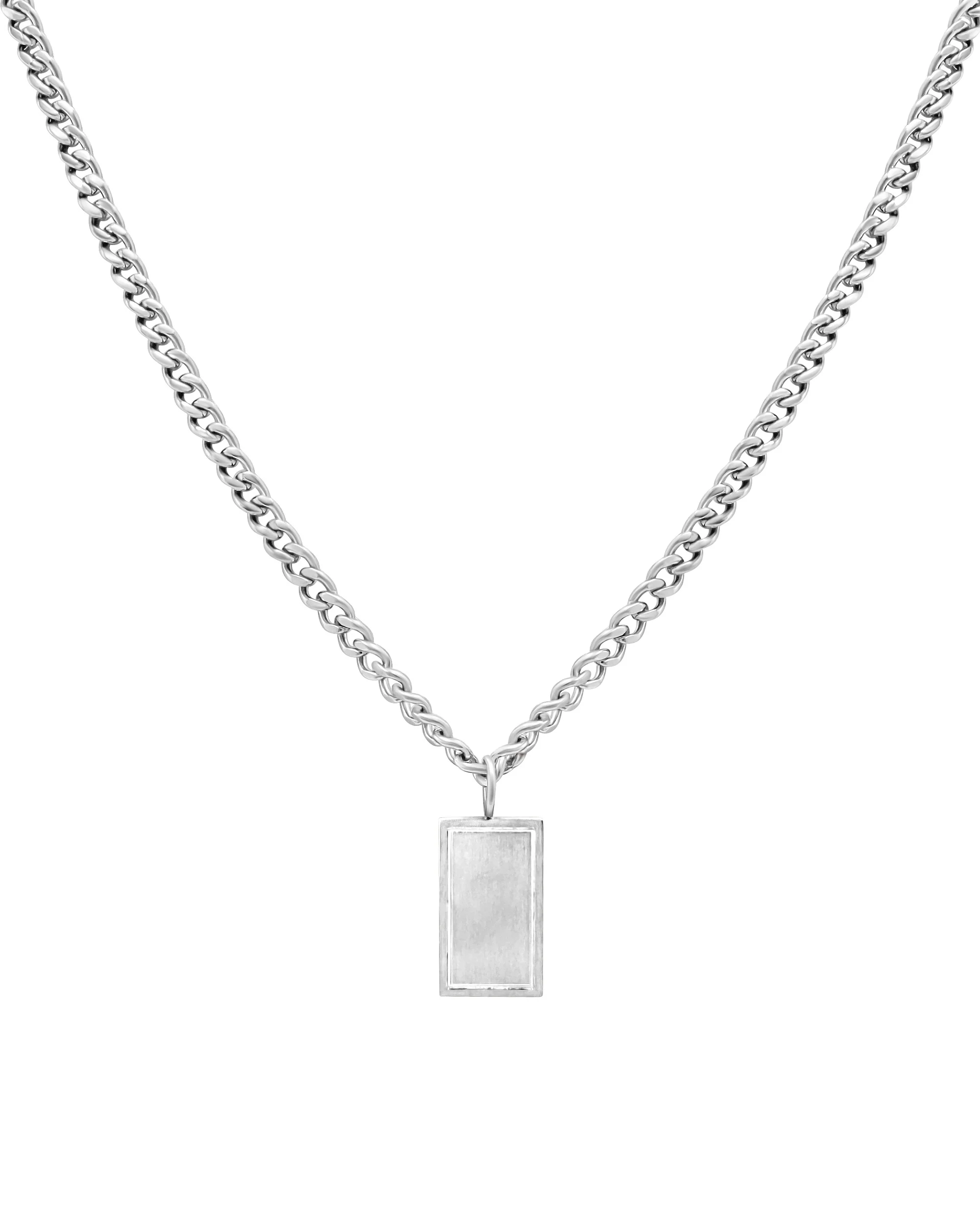 COLLIER EN ACIER PENDENTIF RECTANGLE - Image 3