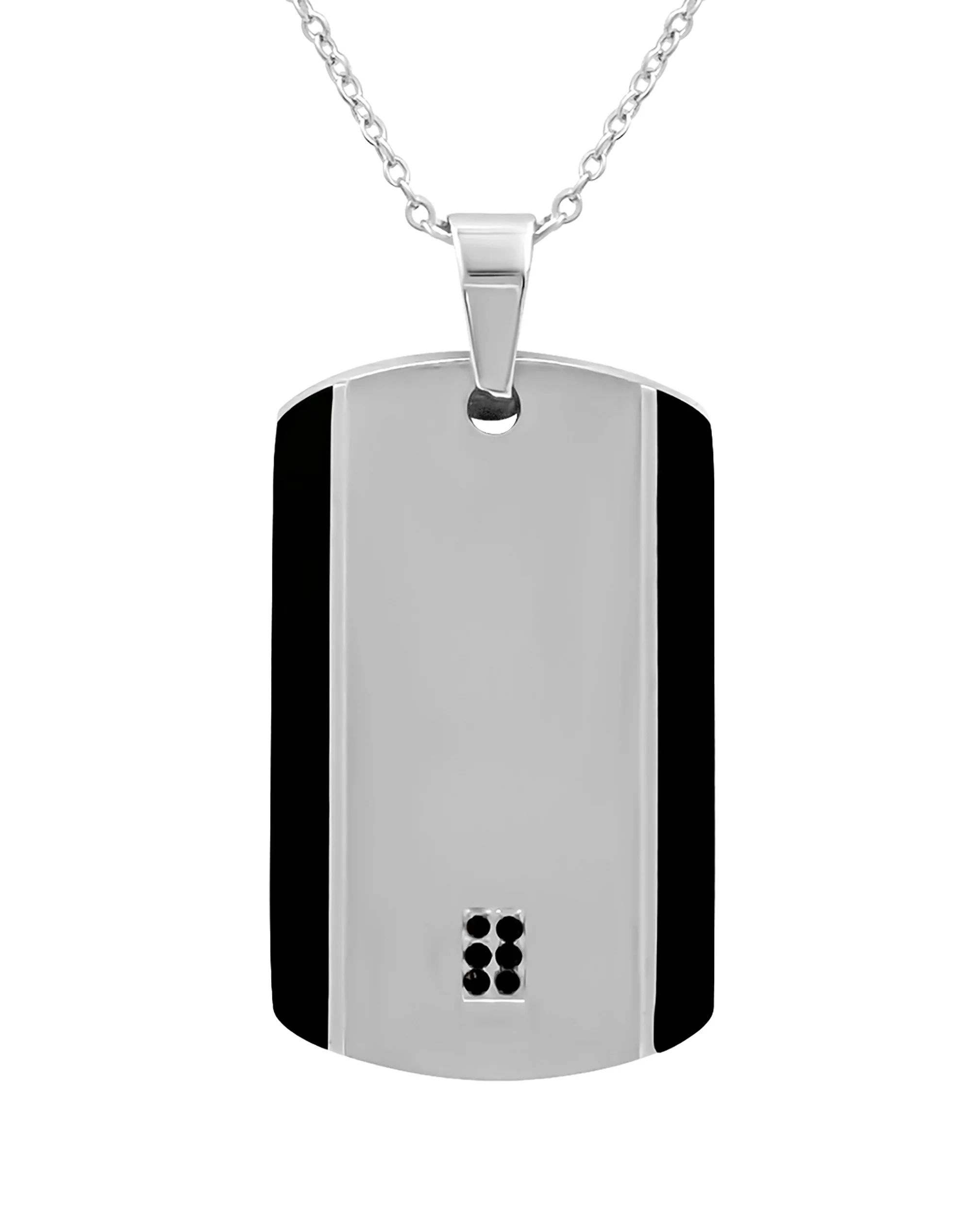 COLLIER EN ACIER PENDENTIF RECTANGLE AVEC STRASS - Image 4