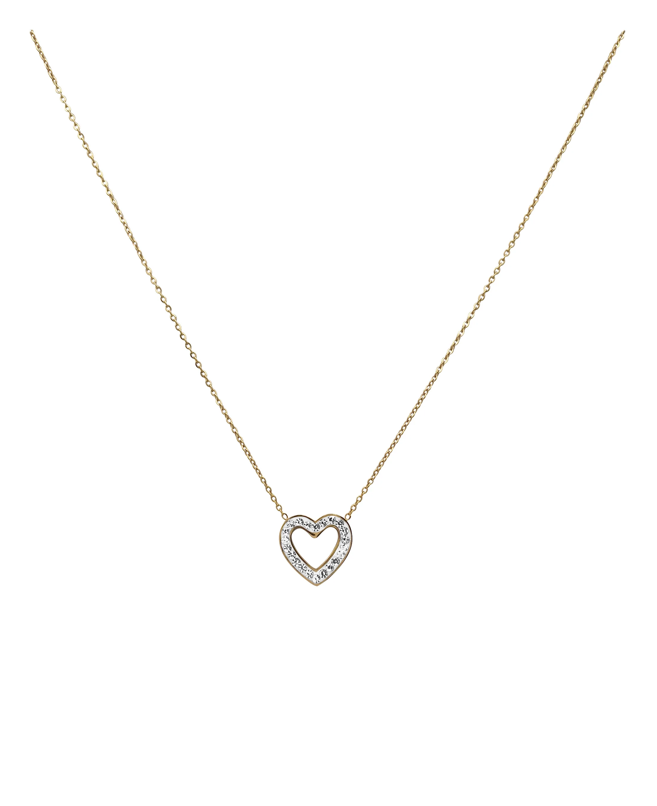 COLLIER EN ACIRE DORE MOTIF COEUR AVEC STRASS - Image 3
