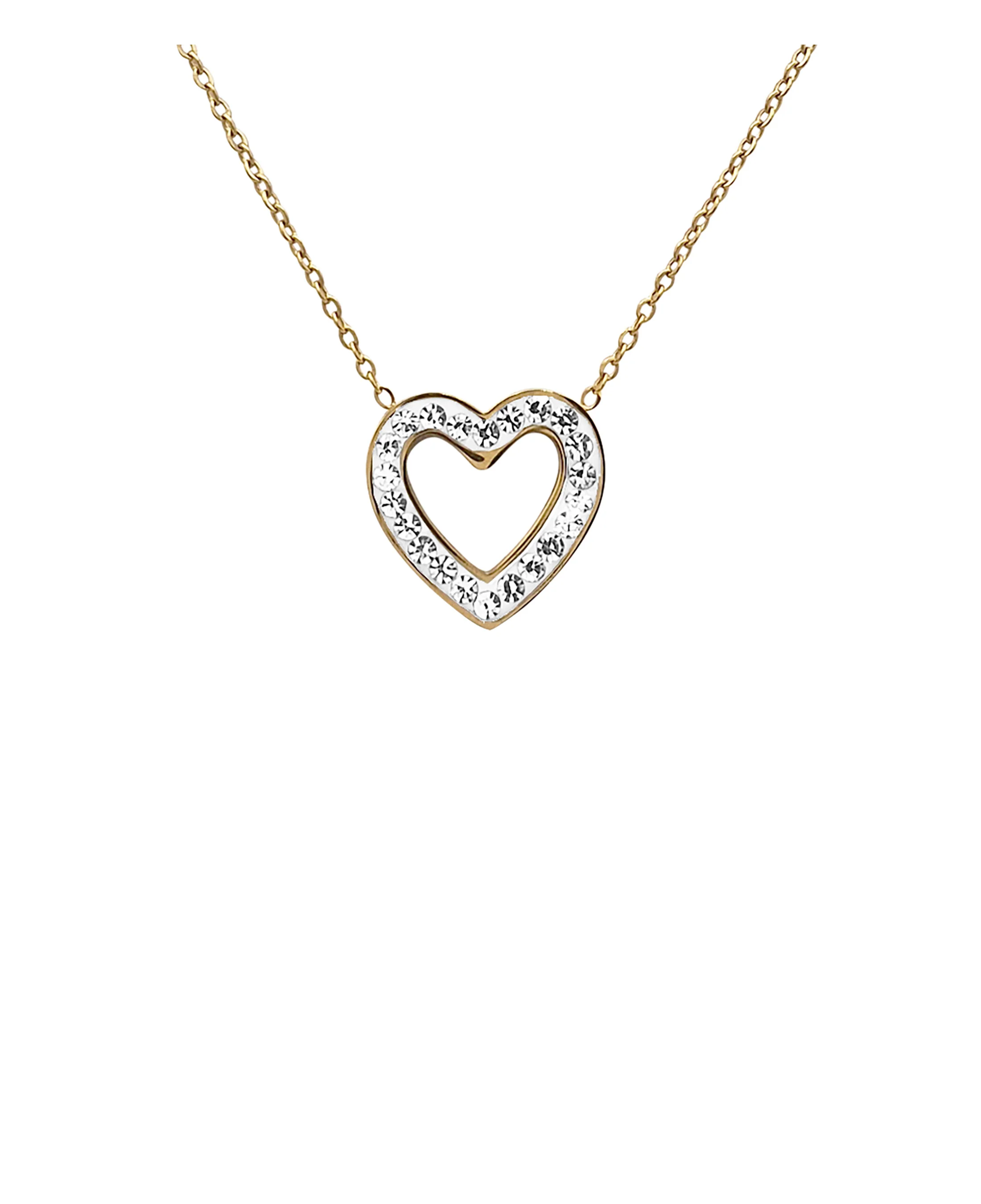 COLLIER EN ACIRE DORE MOTIF COEUR AVEC STRASS - Image 4