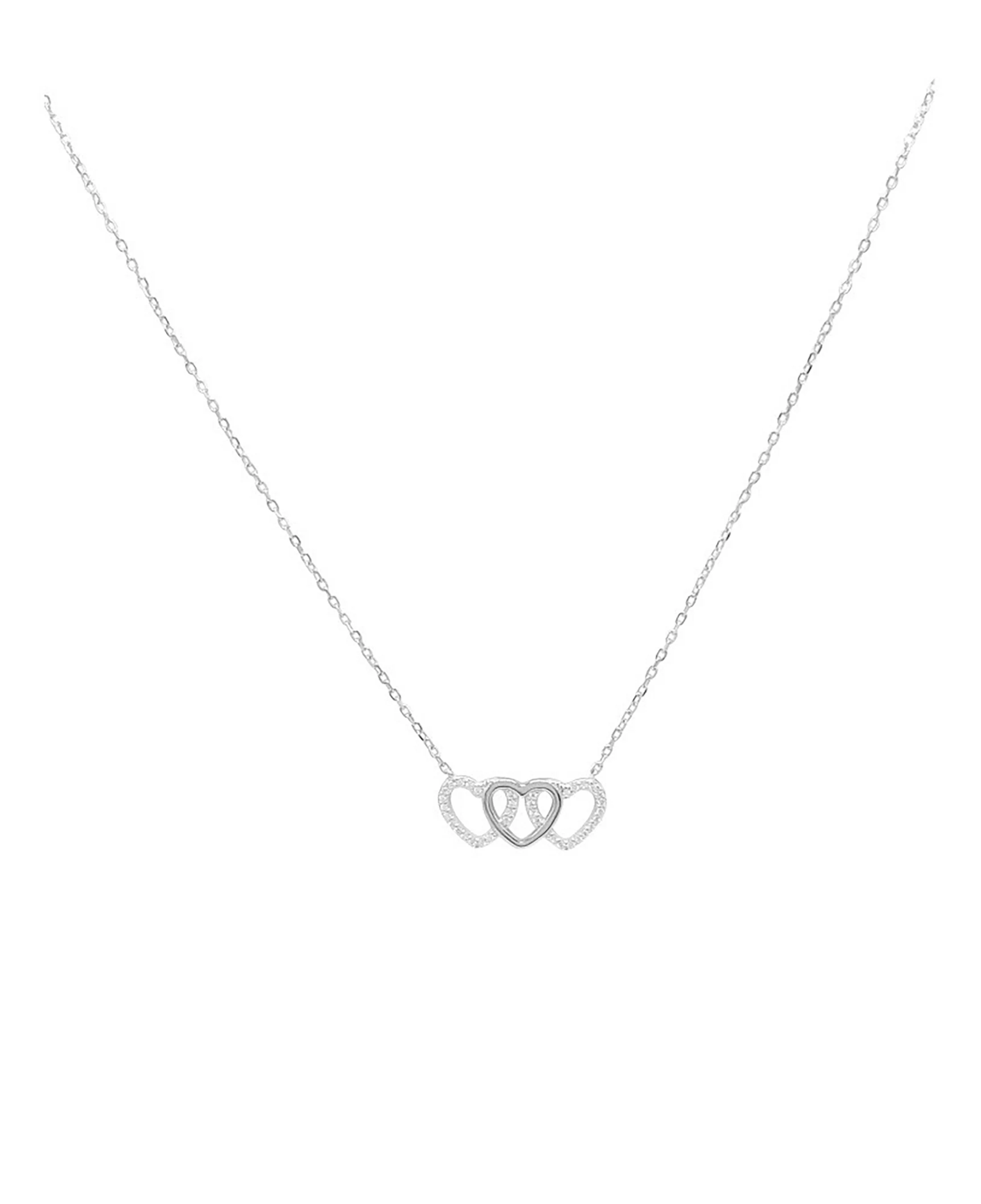 COLLIER EN ARGENT 3 COEURS AVEC PIERRES - Image 3